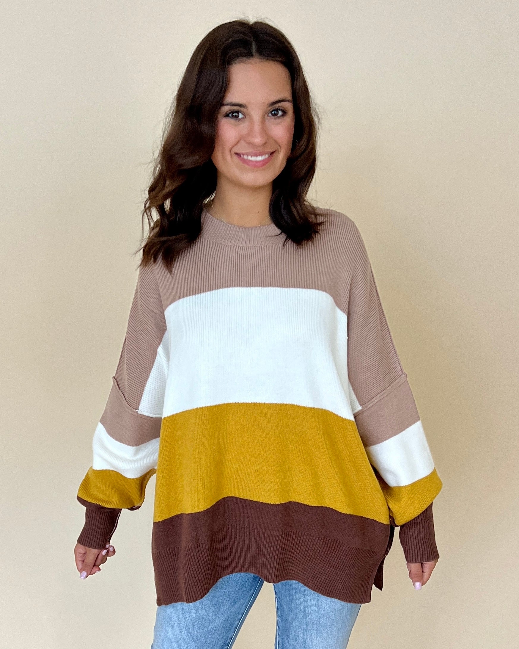 One Last Chance Brown Striped Sweater-Shop-Womens-Boutique-Clothing