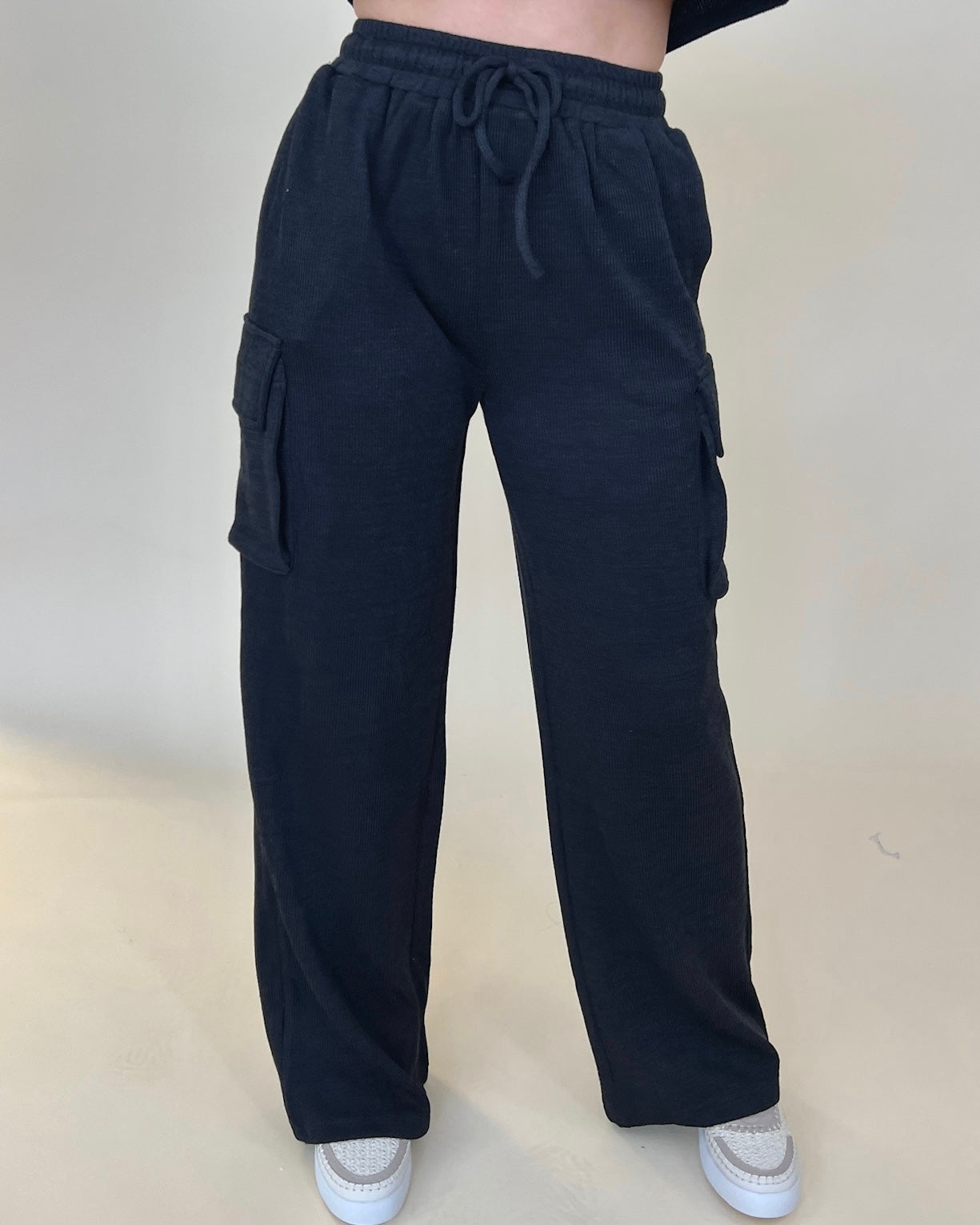 Chasin' You Black Rib Cargo Pants-Shop-Womens-Boutique-Clothing
