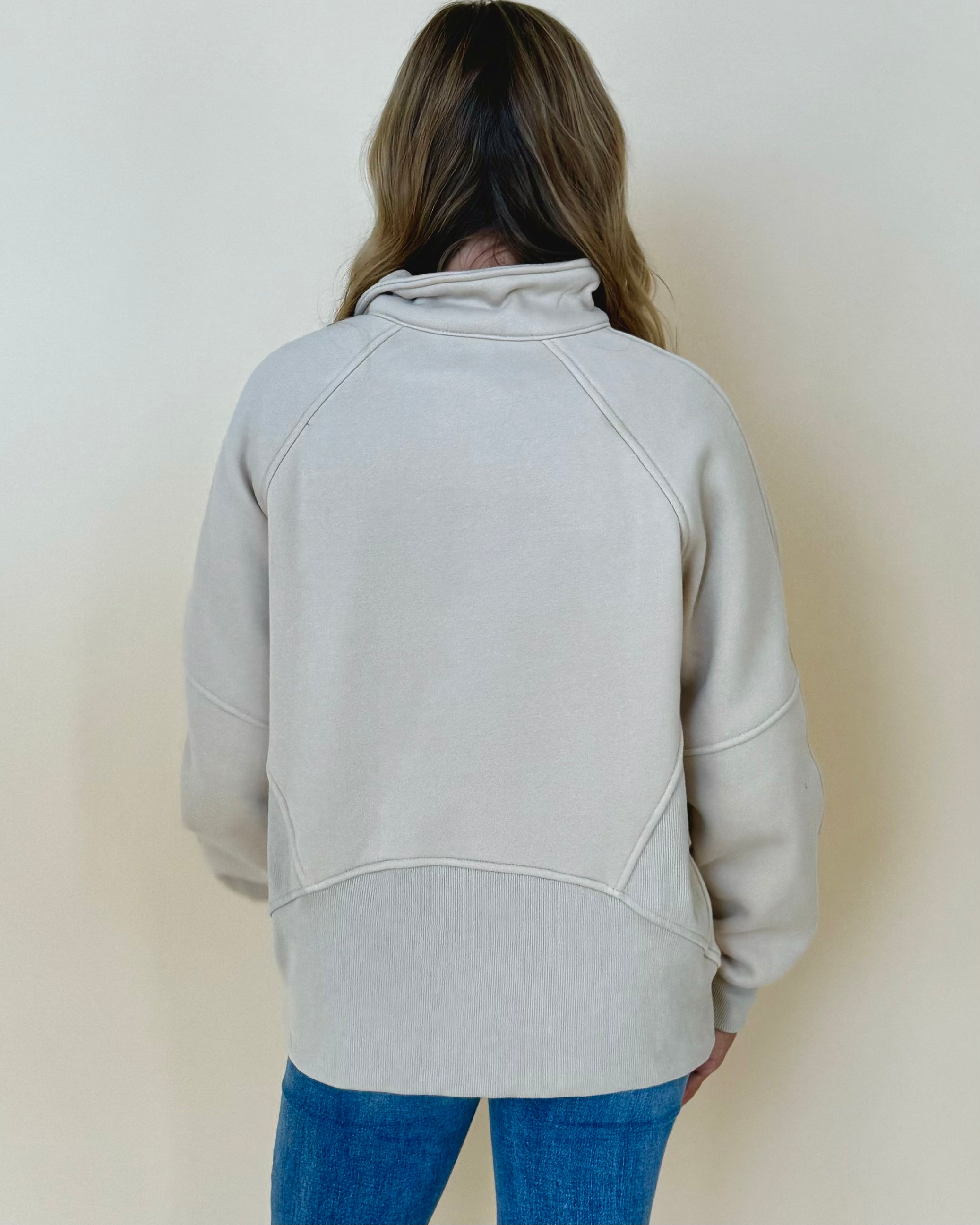 My Lead Khaki Half Zip Sweatshirt-Shop-Womens-Boutique-Clothing