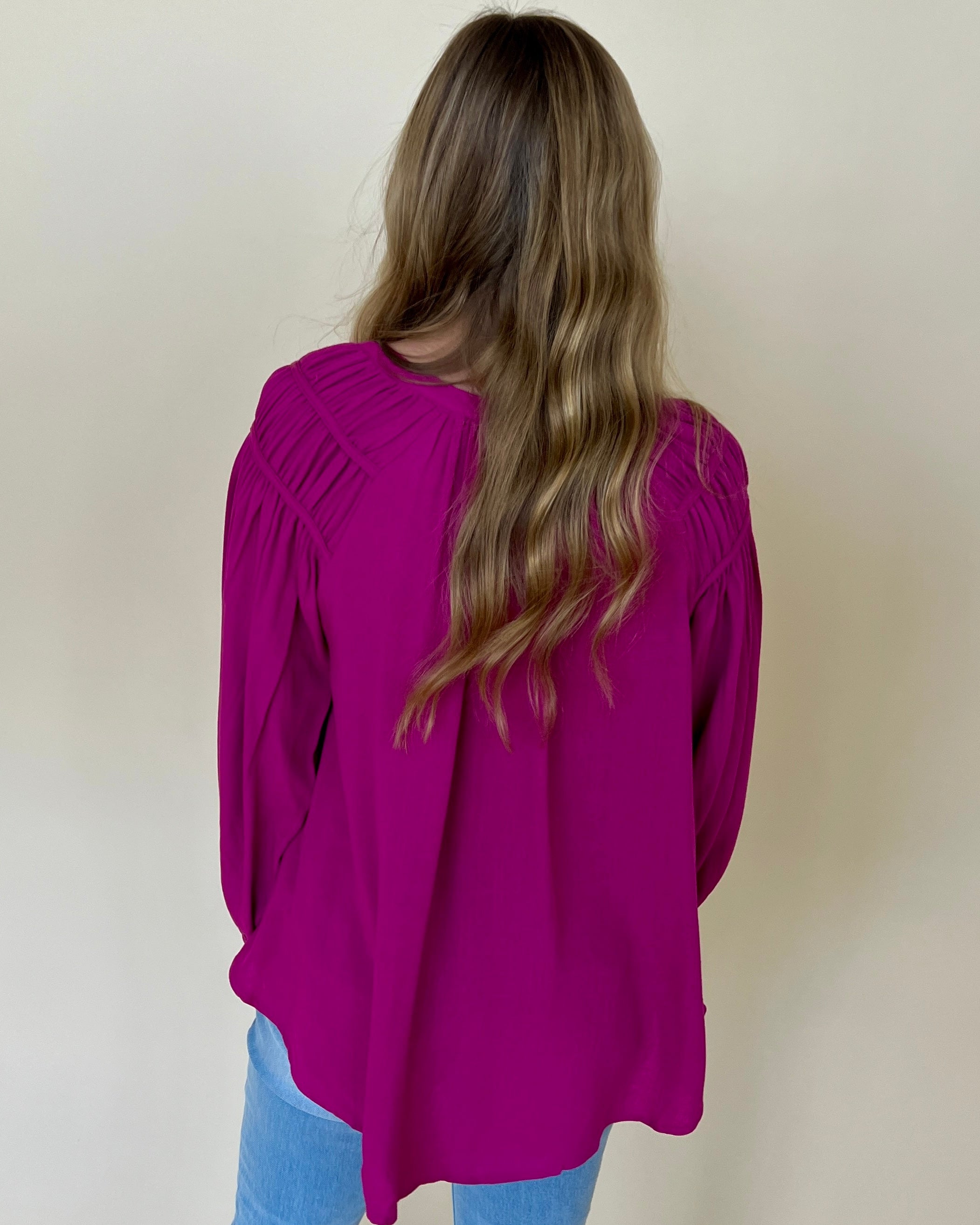 Certain Love Magenta Smocked Top-Shop-Womens-Boutique-Clothing