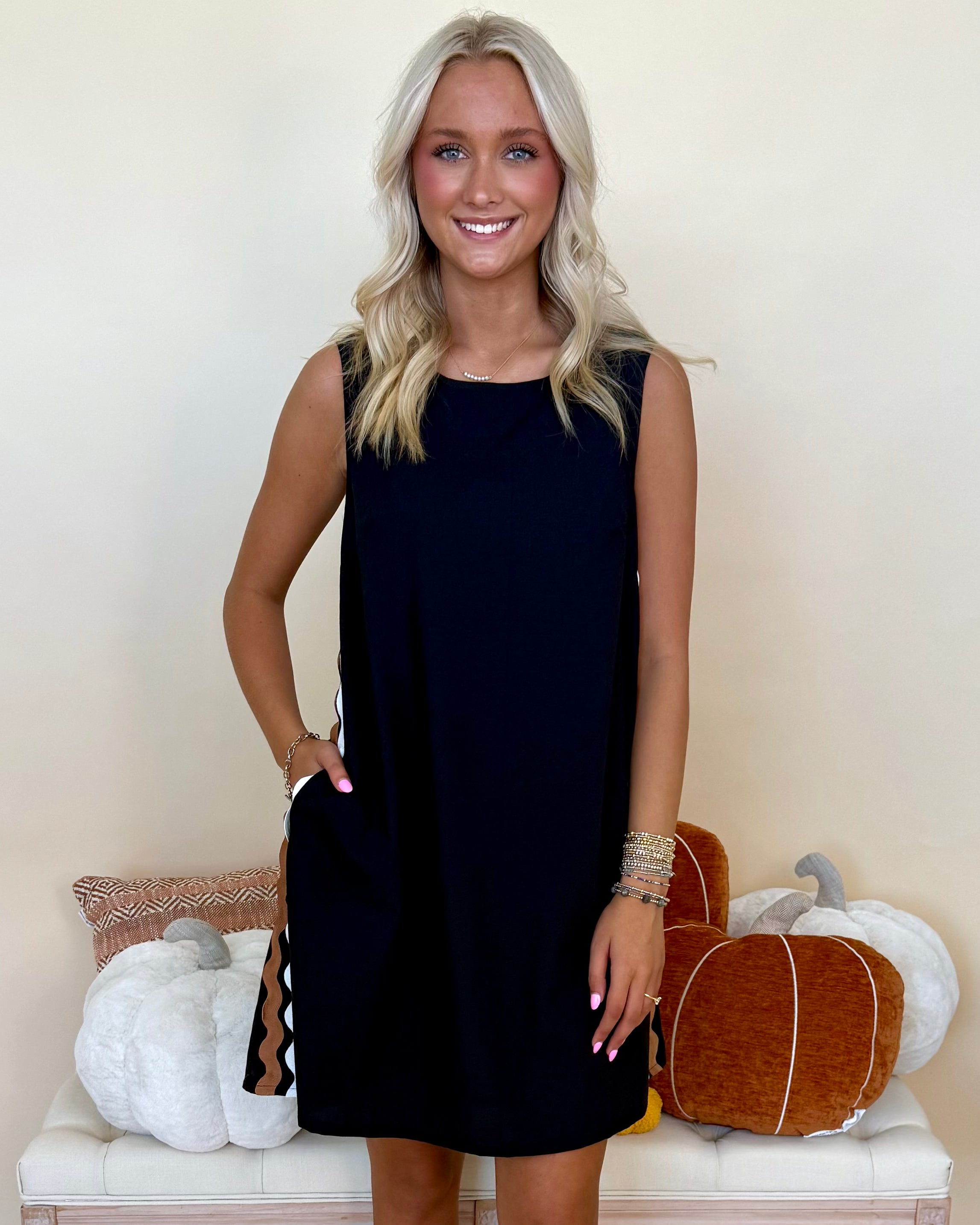 Sunny Diposition Black Ric Rac Dress-Shop-Womens-Boutique-Clothing