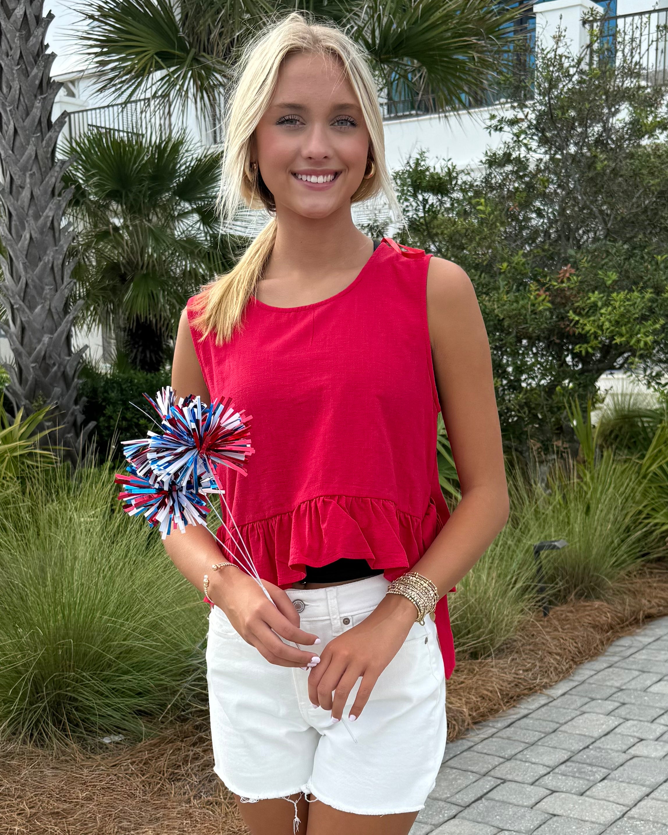 Fall In Love Tomato Tie Ruffle Top-Shop-Womens-Boutique-Clothing