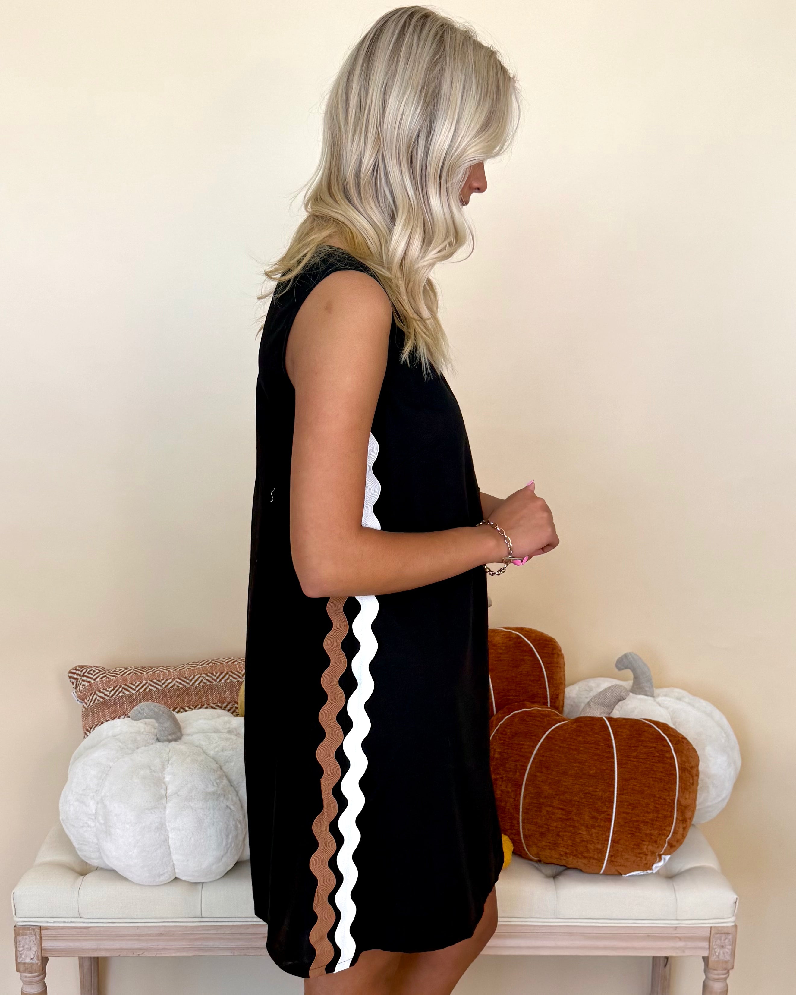 Sunny Diposition Black Ric Rac Dress-Shop-Womens-Boutique-Clothing