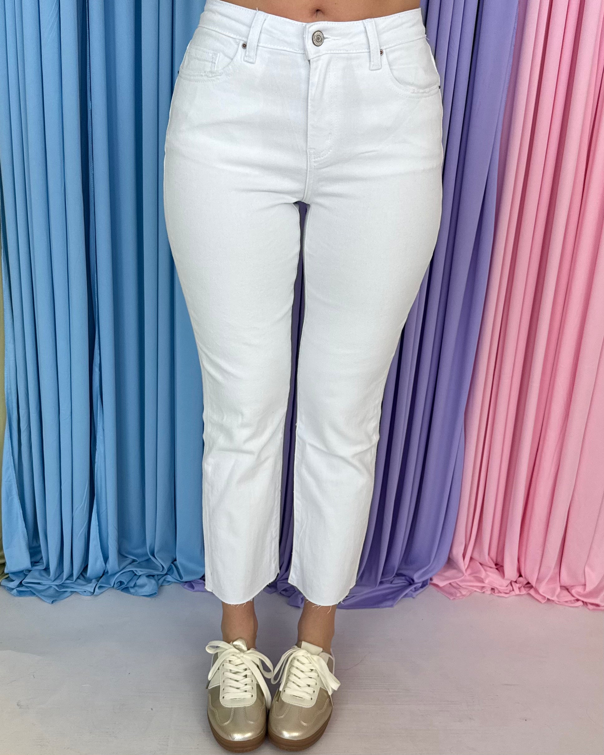 Final Class White Acid Washed Straight Pants-Shop-Womens-Boutique-Clothing