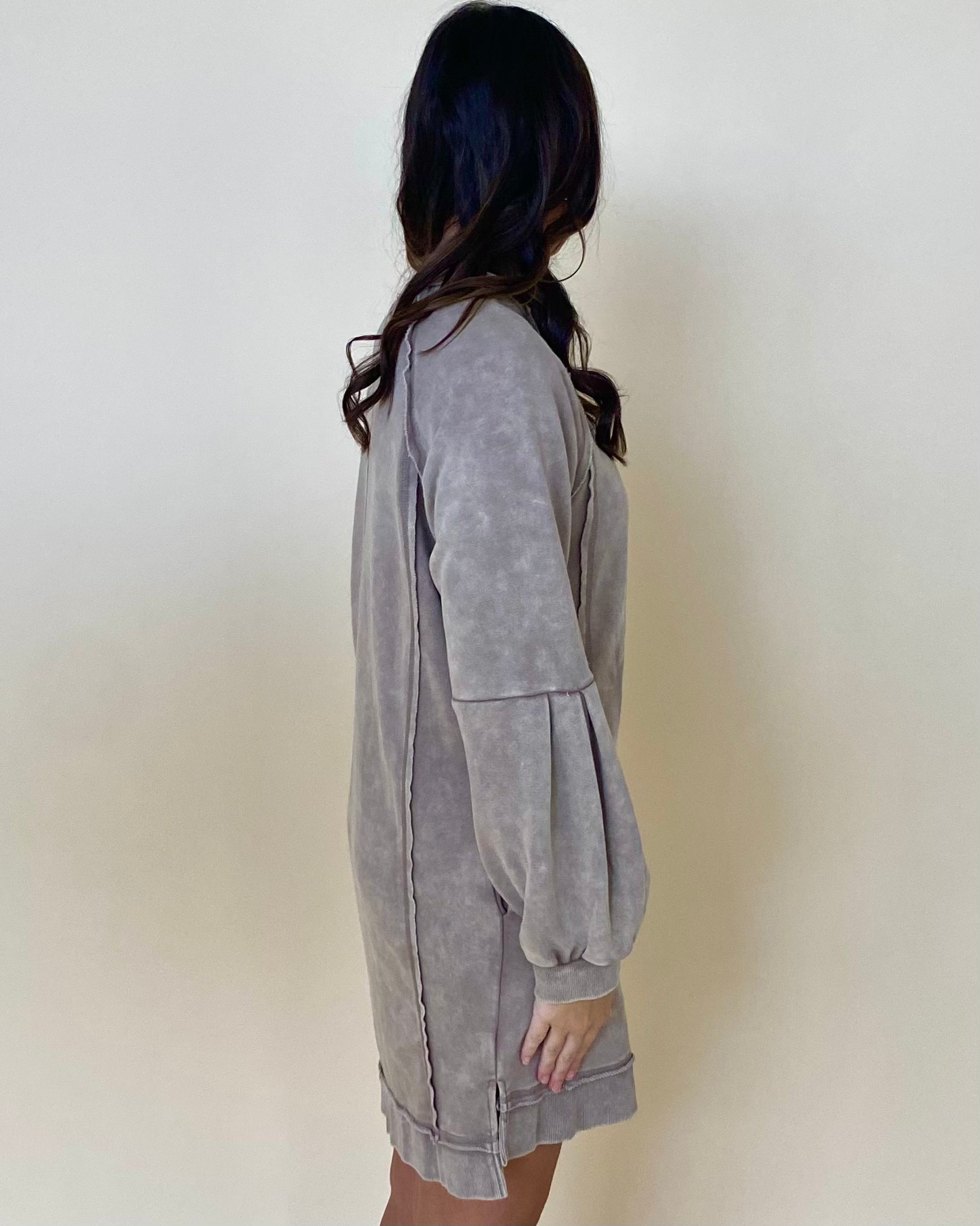 Be There Mocha Washed Sweatshirt Dress-Shop-Womens-Boutique-Clothing