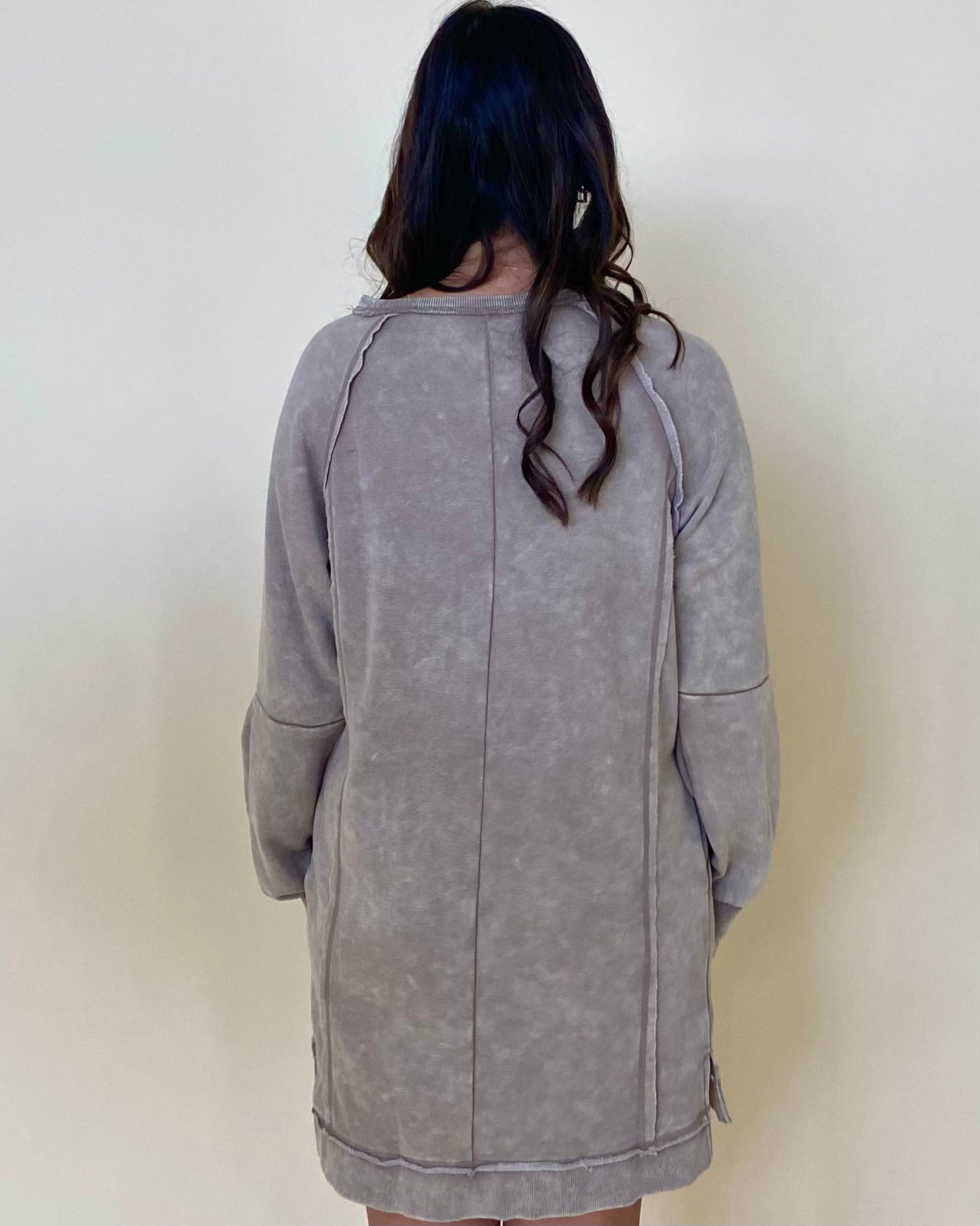 Be There Mocha Washed Sweatshirt Dress-Shop-Womens-Boutique-Clothing