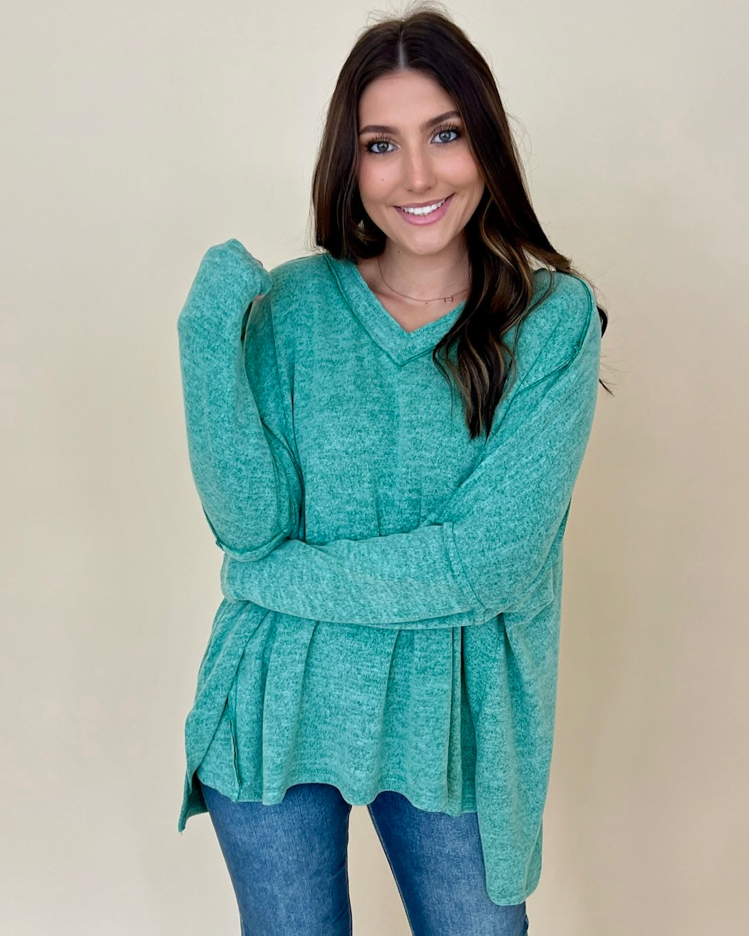 All For You Pine Green Heathered Top-Shop-Womens-Boutique-Clothing