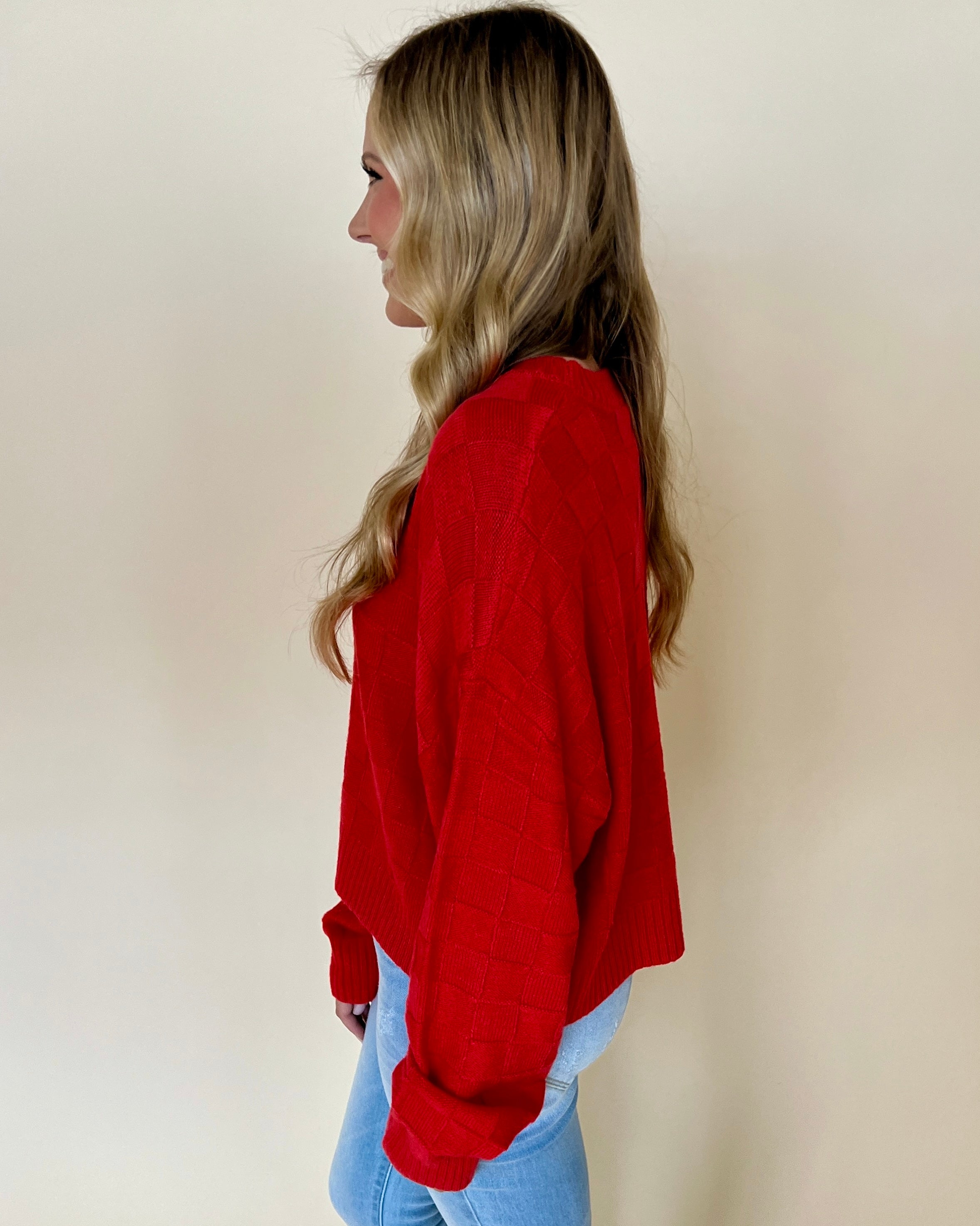 Crushing On You Red Checkered Sweater-Shop-Womens-Boutique-Clothing