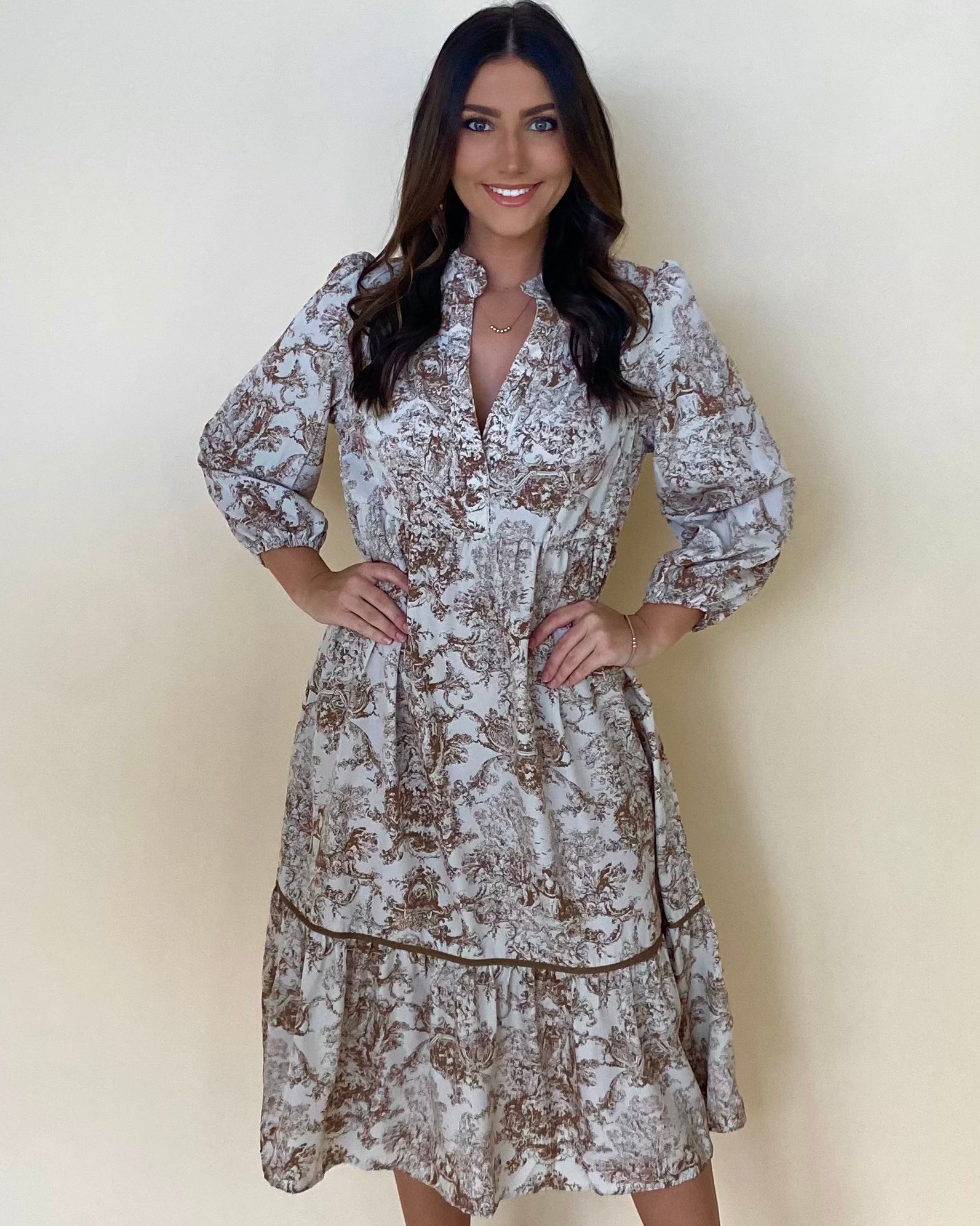 Spin Around Brown Floral Midi-Shop-Womens-Boutique-Clothing