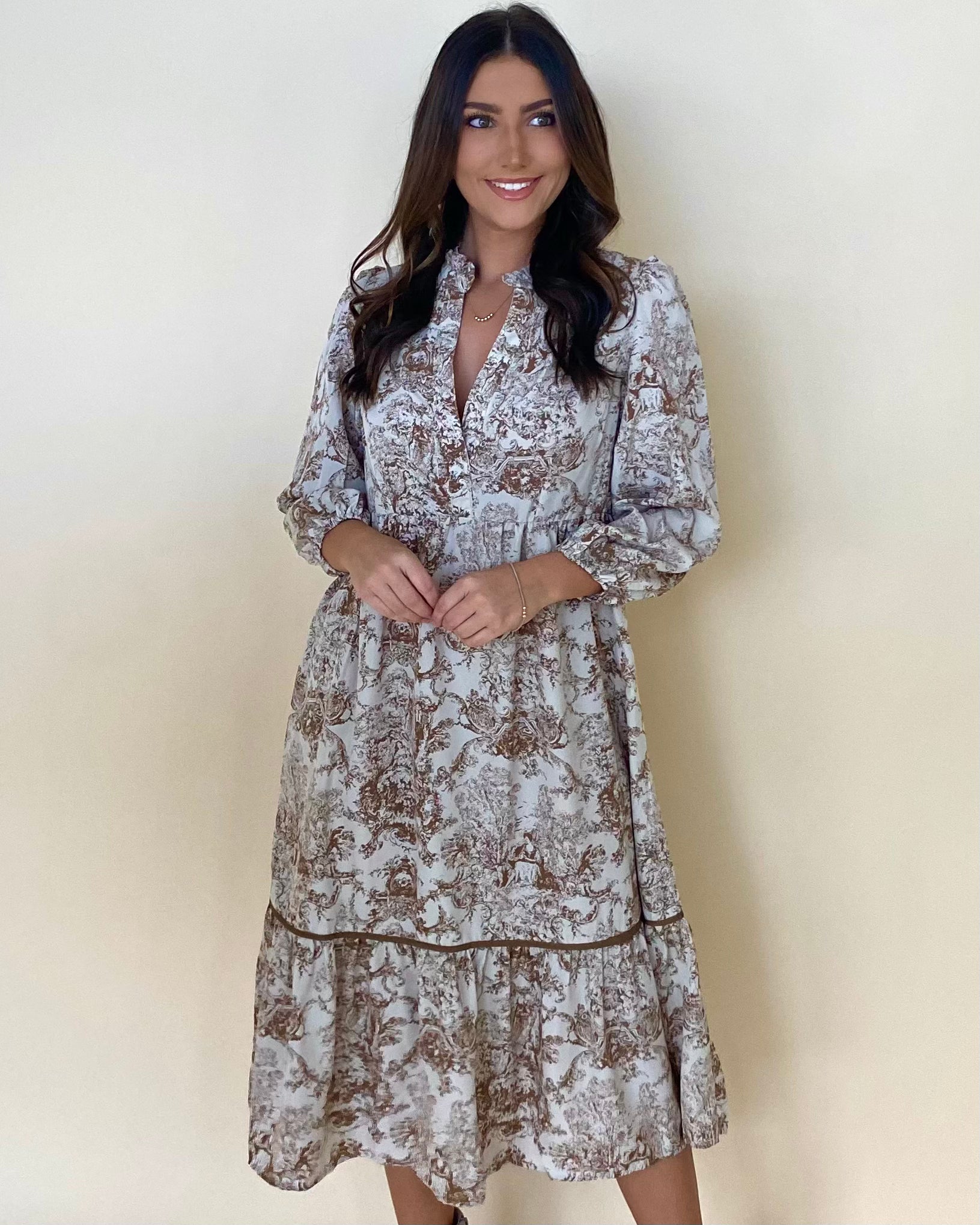 Spin Around Brown Floral Midi-Shop-Womens-Boutique-Clothing