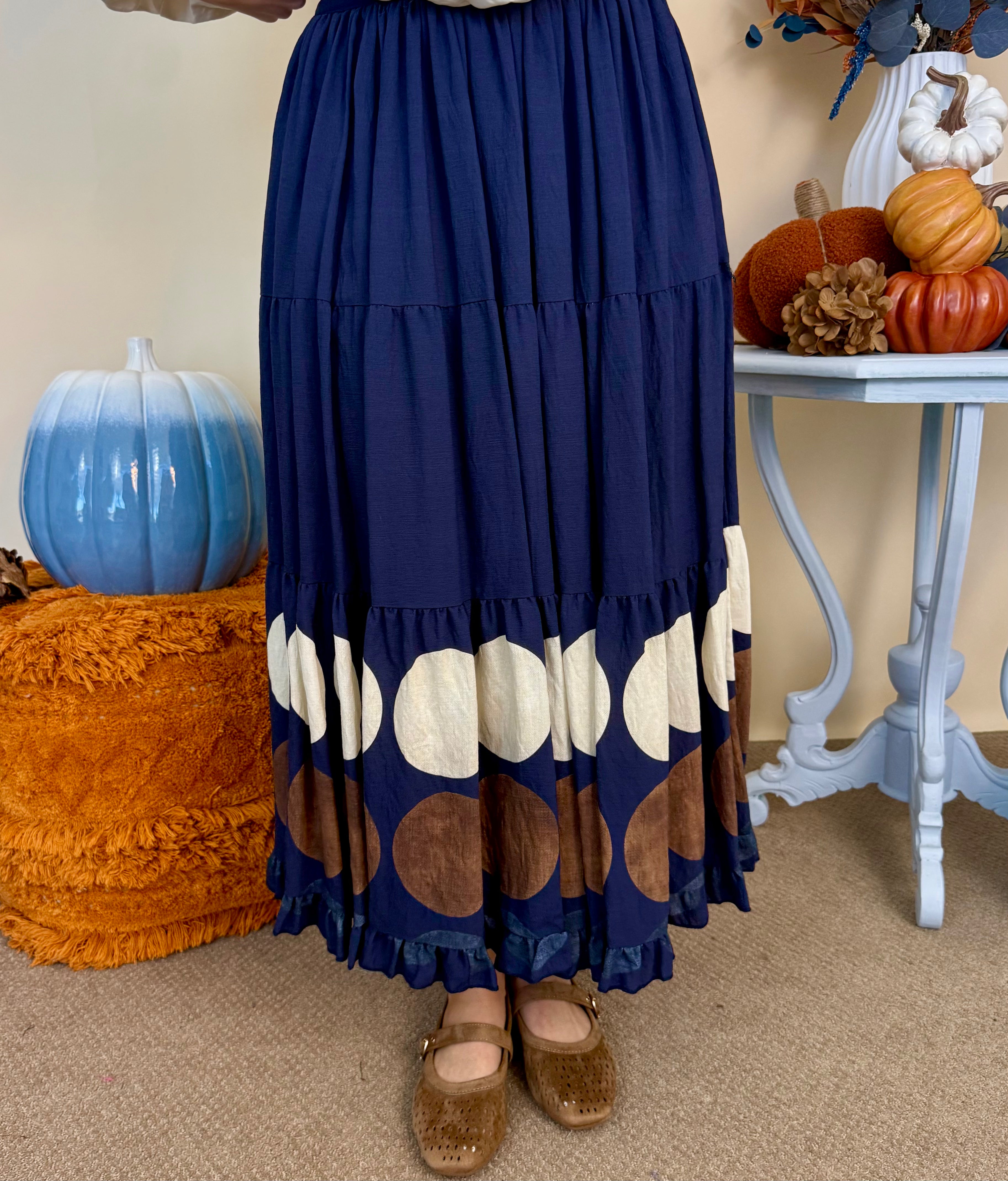 Purely Yours Midnight Border Dot Tiered Skirt-Shop-Womens-Boutique-Clothing