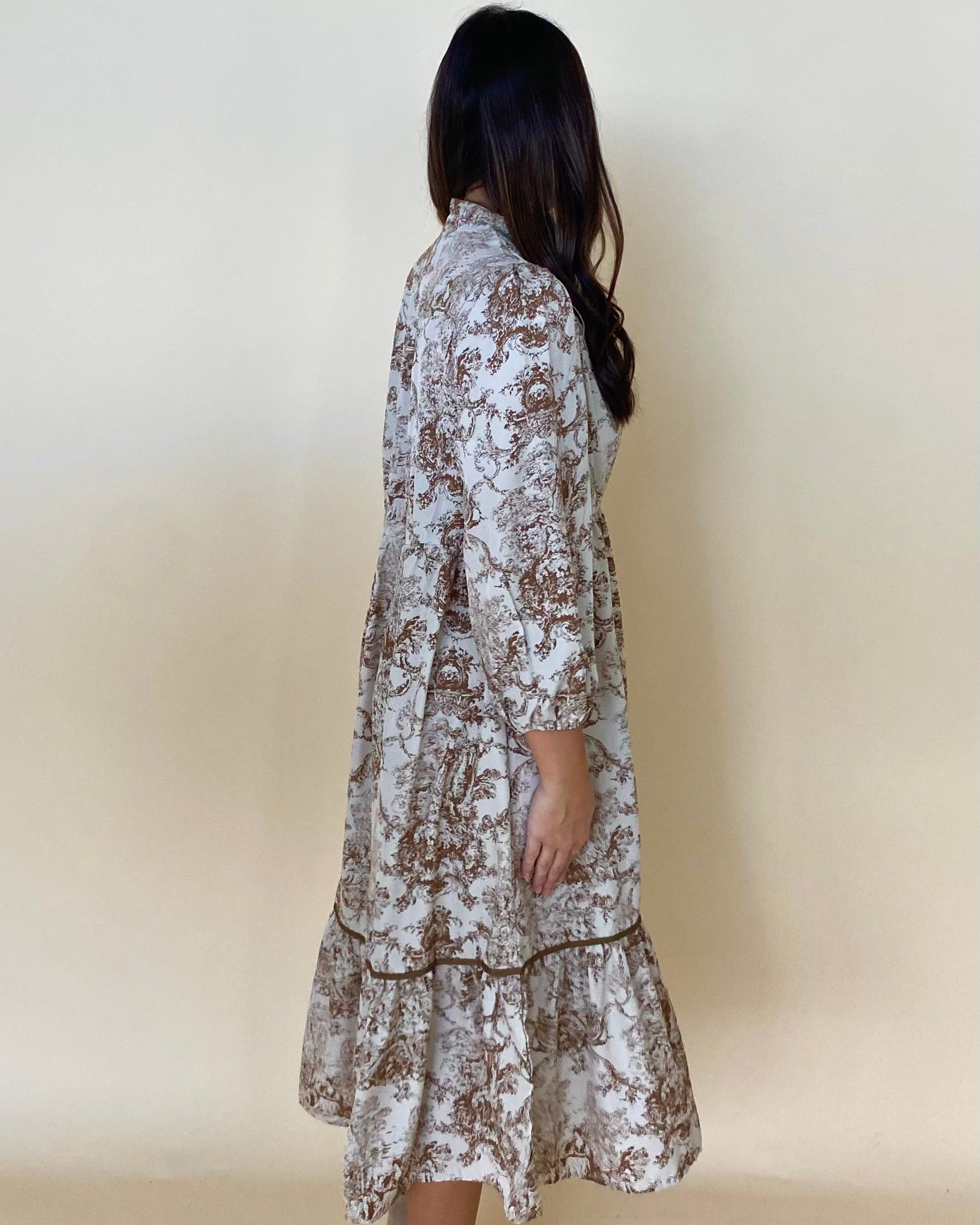 Spin Around Brown Floral Midi-Shop-Womens-Boutique-Clothing