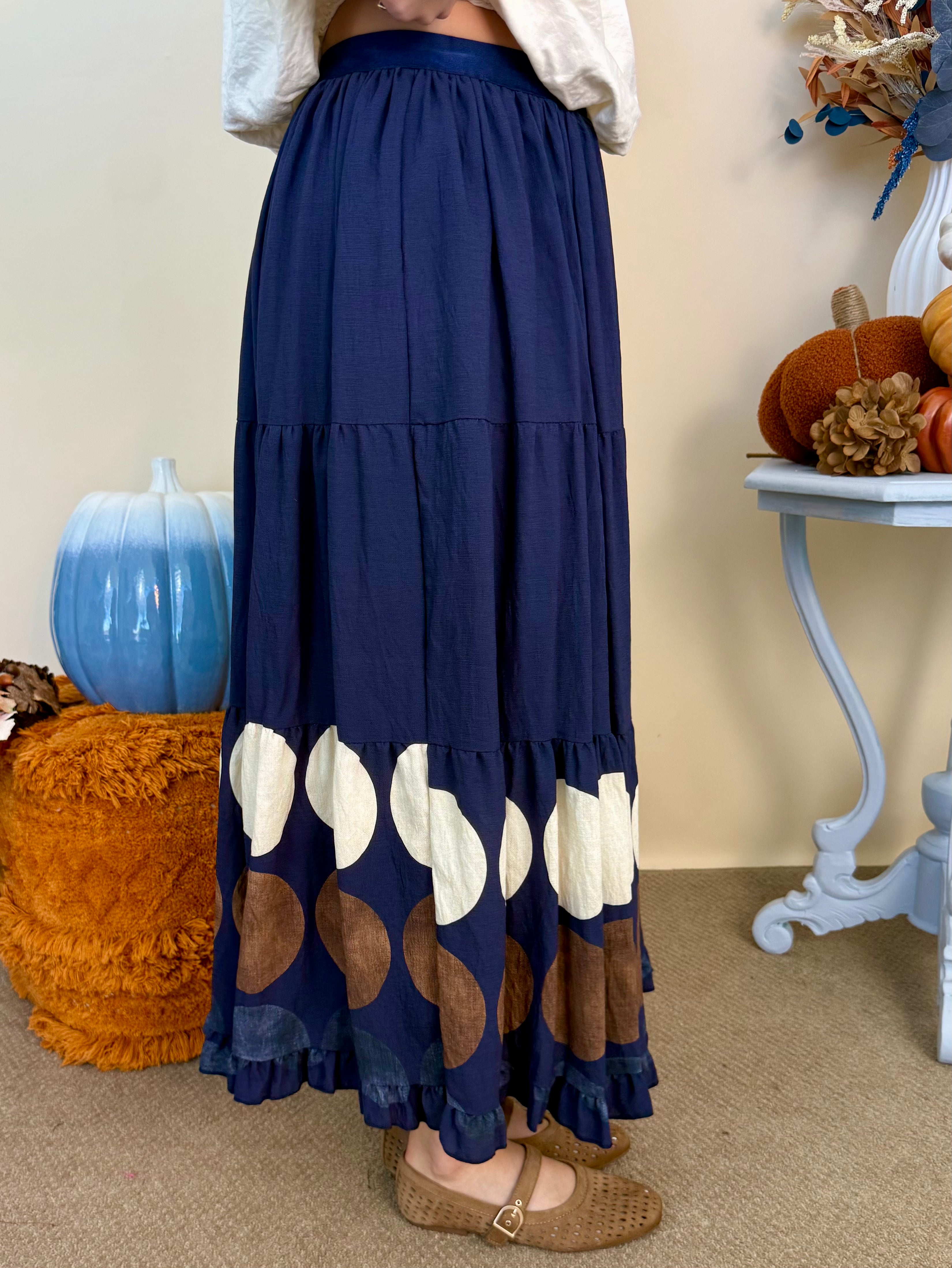 Purely Yours Midnight Border Dot Tiered Skirt-Shop-Womens-Boutique-Clothing