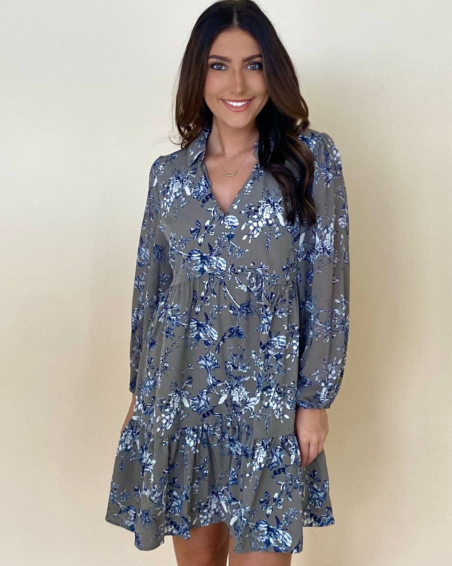 Handled It Grey Floral Dress-Shop-Womens-Boutique-Clothing