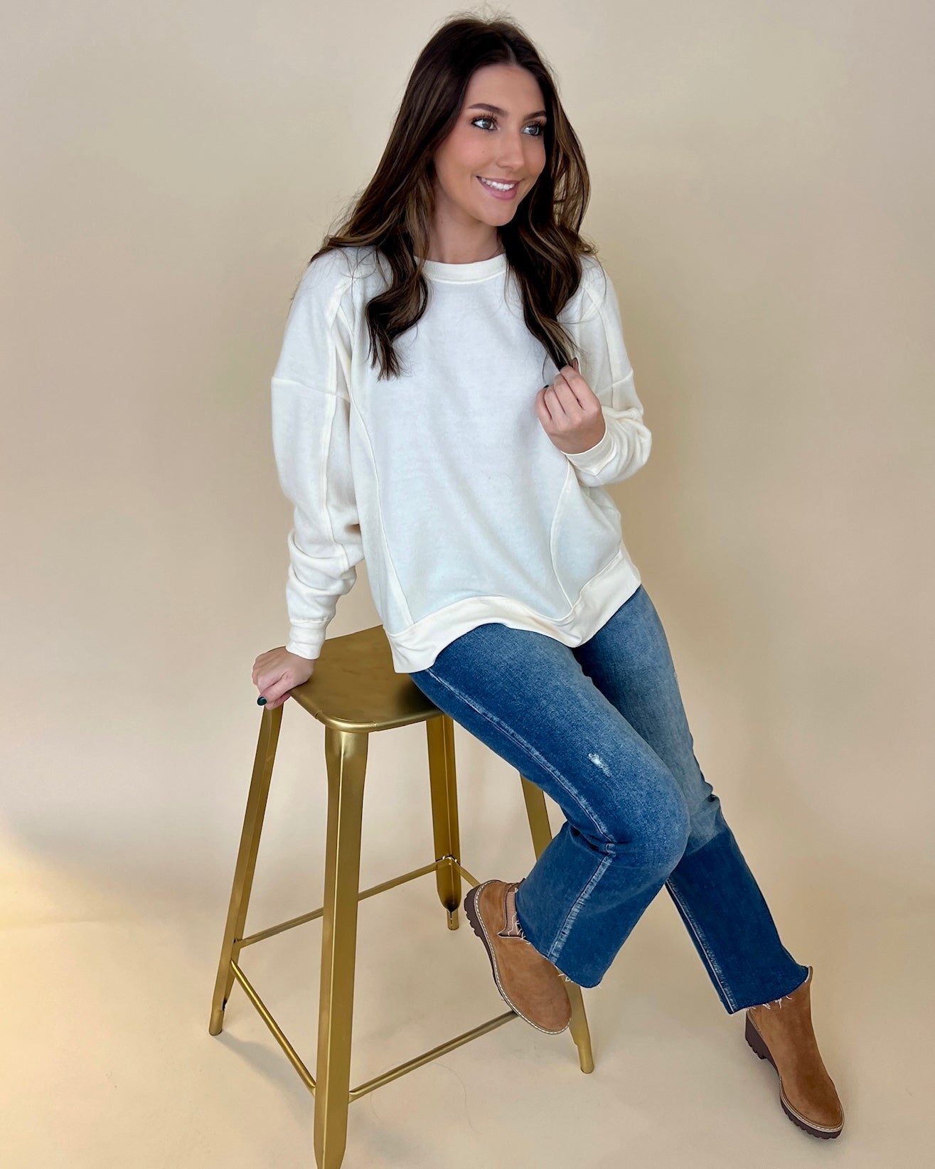 Wrapped Up Cream Brushed Top-Shop-Womens-Boutique-Clothing