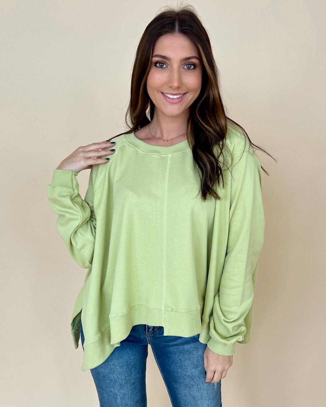 Colder Days Green Tea Sweatshirt-Shop-Womens-Boutique-Clothing
