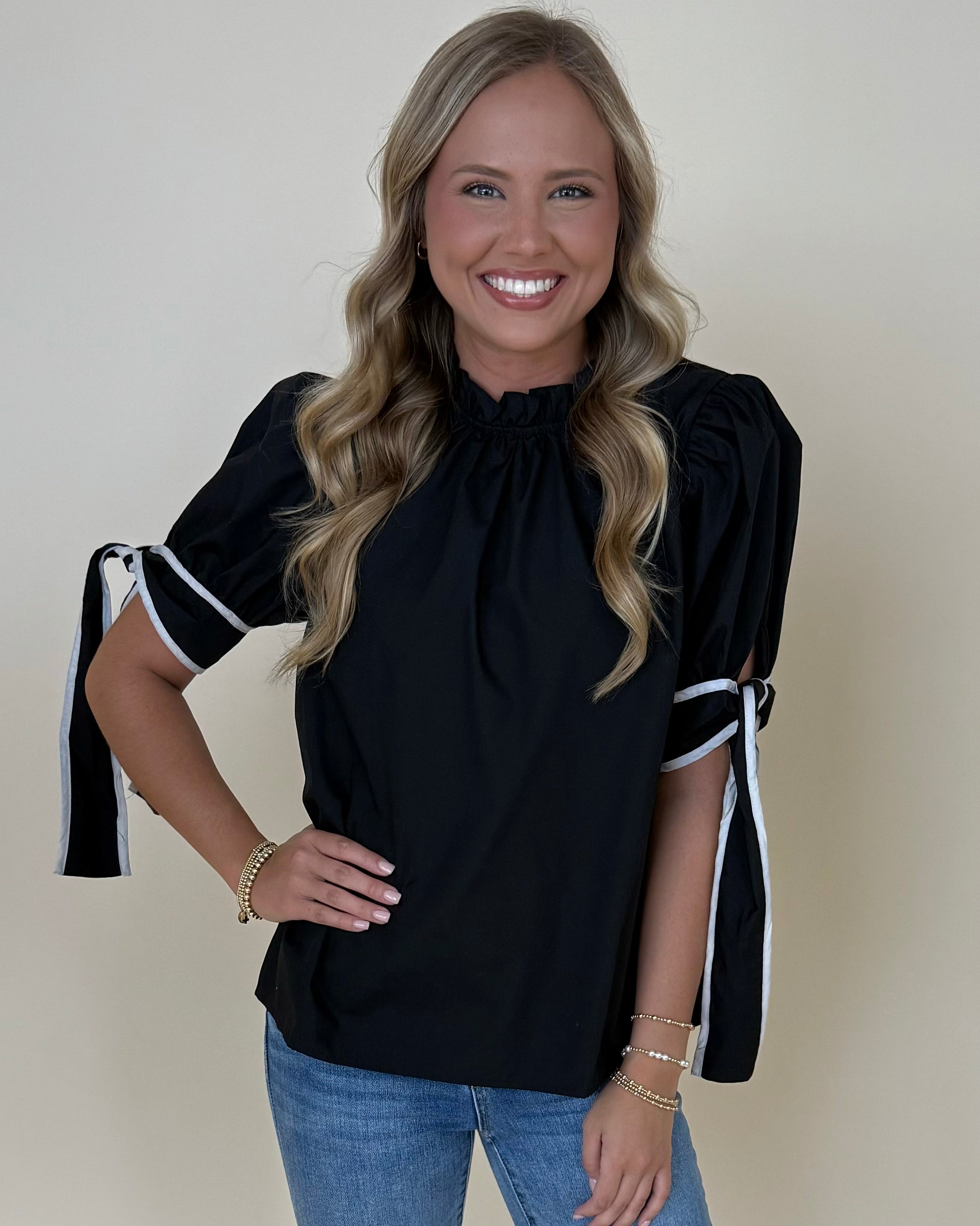 Take A Look Black Bow Top-Shop-Womens-Boutique-Clothing