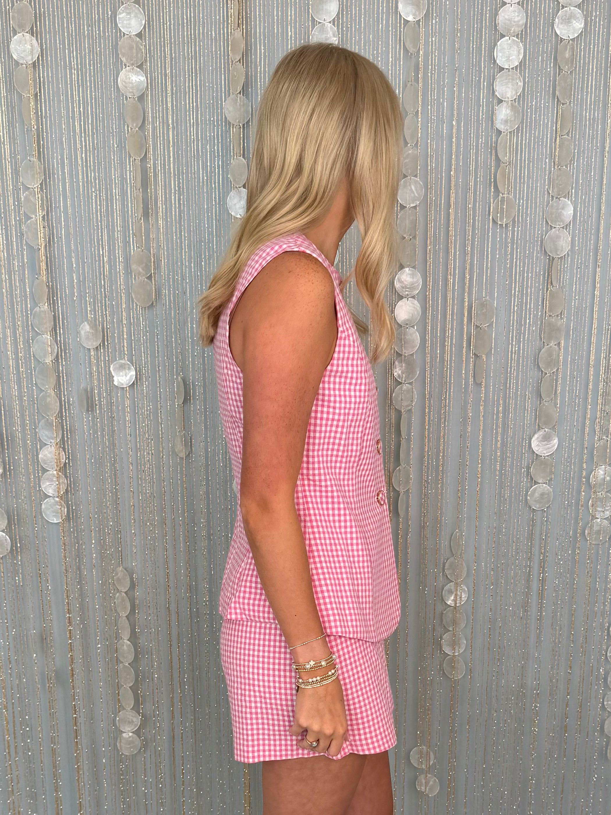 Sweet Delight Pink Gingham Sleeveless Romper-Shop-Womens-Boutique-Clothing