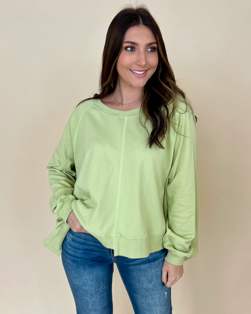 Colder Days Green Tea Sweatshirt-Shop-Womens-Boutique-Clothing