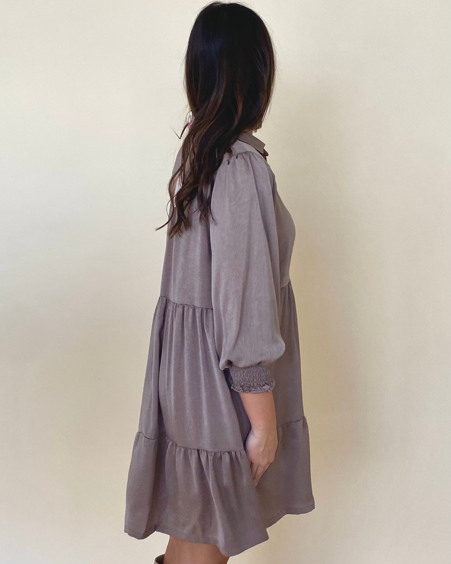 Swift Moves Mushroom Crinkled Dress-Shop-Womens-Boutique-Clothing