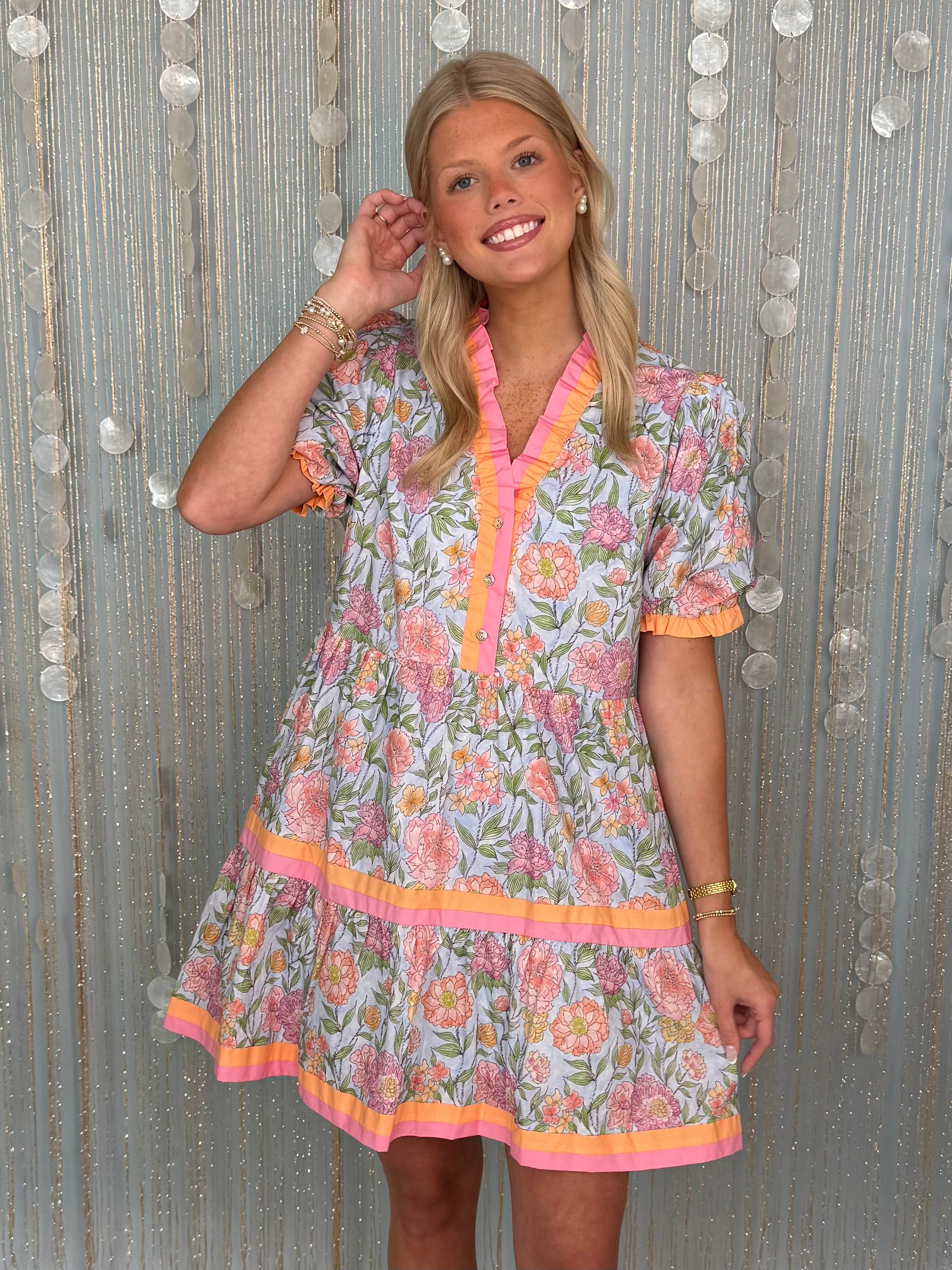 Charmed To Meet Sky Blue Floral Babydoll Dress-Shop-Womens-Boutique-Clothing