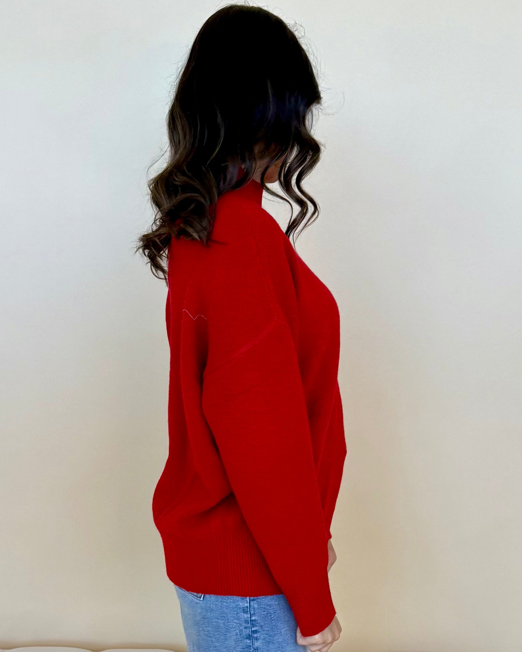 Made You Blush Red Mock Sweater-Shop-Womens-Boutique-Clothing