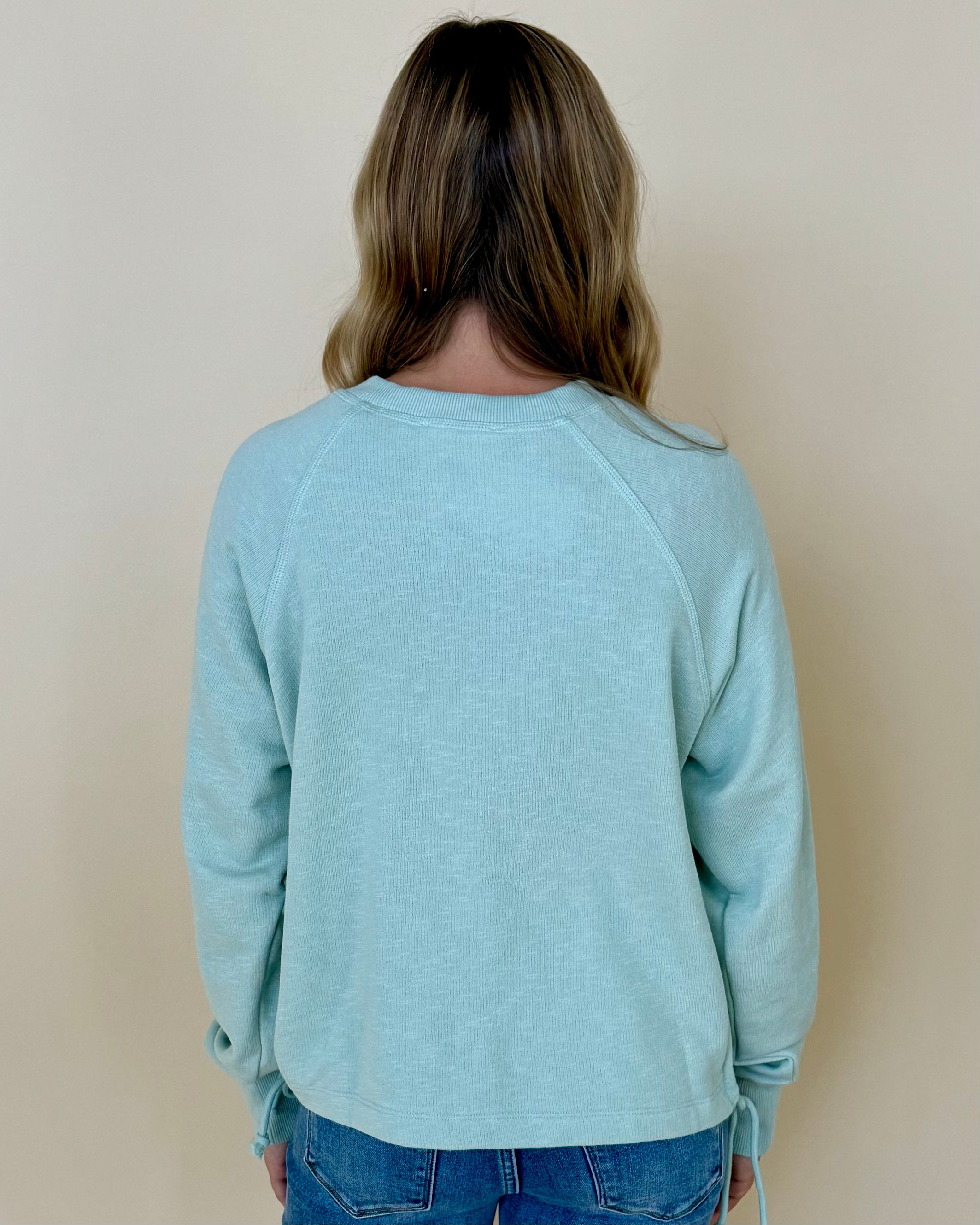 Back To Back Mint Tie Sweatshirt-Shop-Womens-Boutique-Clothing