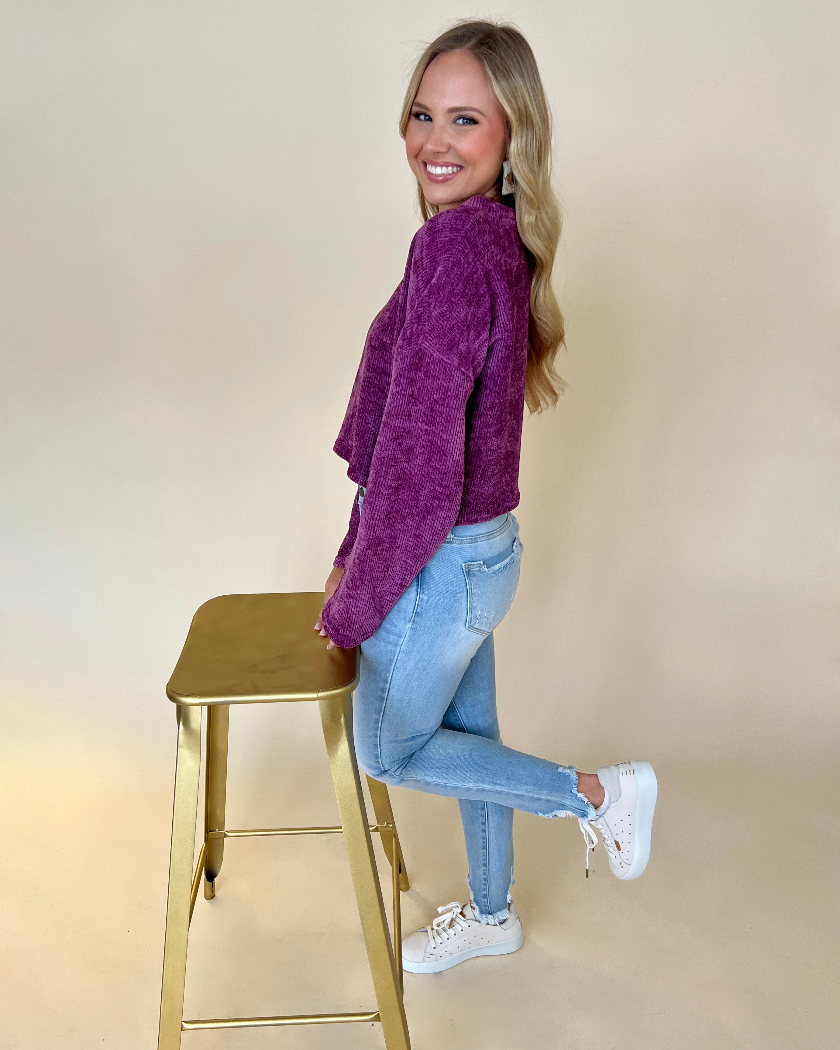 Dreaming Of Plum Ribbed Velvet Top-Shop-Womens-Boutique-Clothing