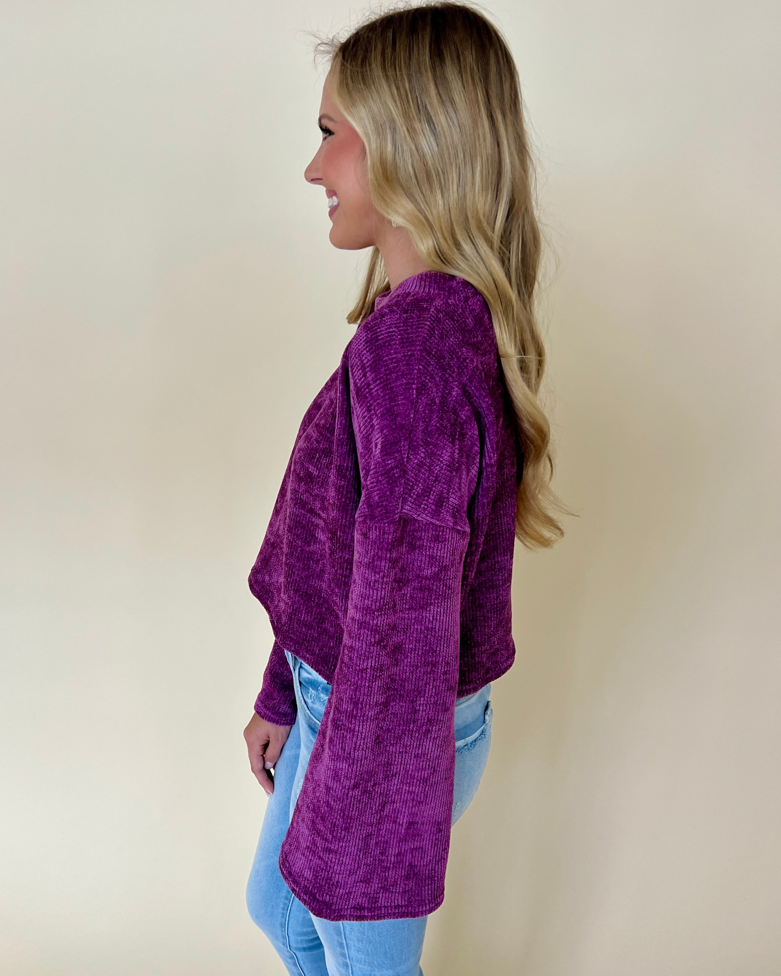 Dreaming Of Plum Ribbed Velvet Top-Shop-Womens-Boutique-Clothing