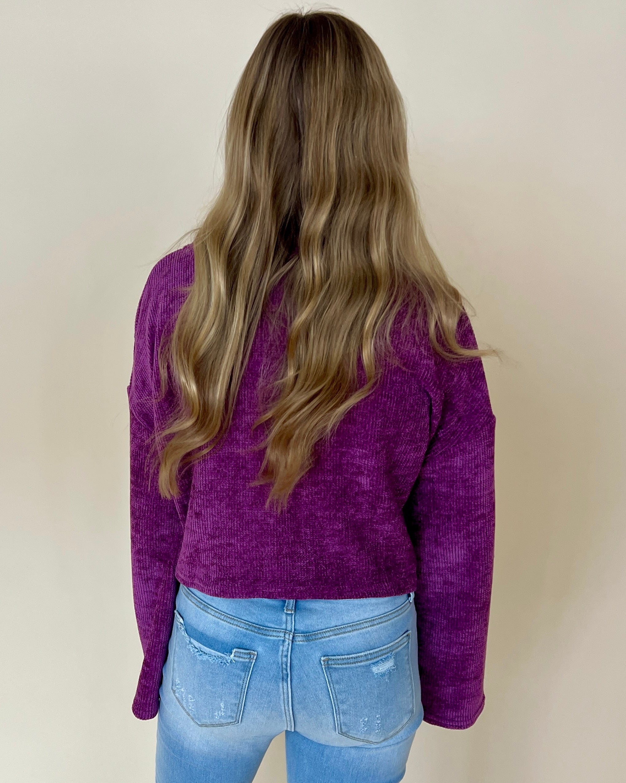 Dreaming Of Plum Ribbed Velvet Top-Shop-Womens-Boutique-Clothing