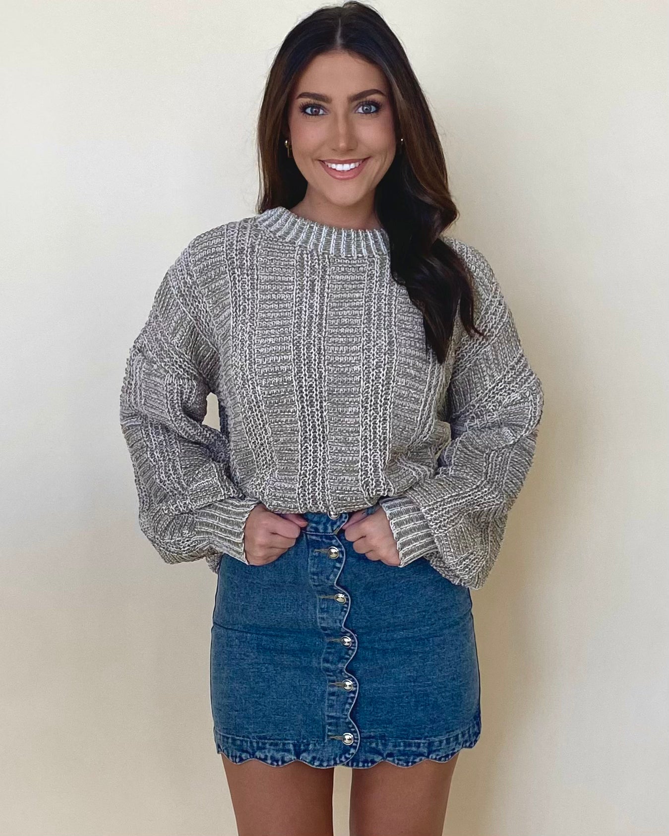 Don't Chase Olive Two Tone Sweater-Shop-Womens-Boutique-Clothing