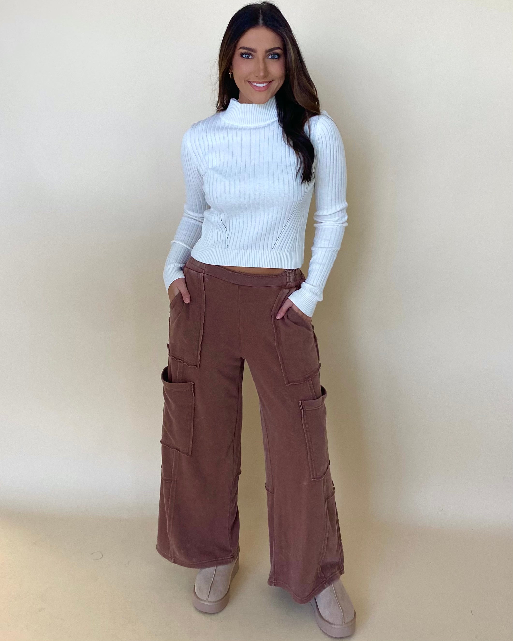 Long Nights Chestnut Cargo Pants-Shop-Womens-Boutique-Clothing