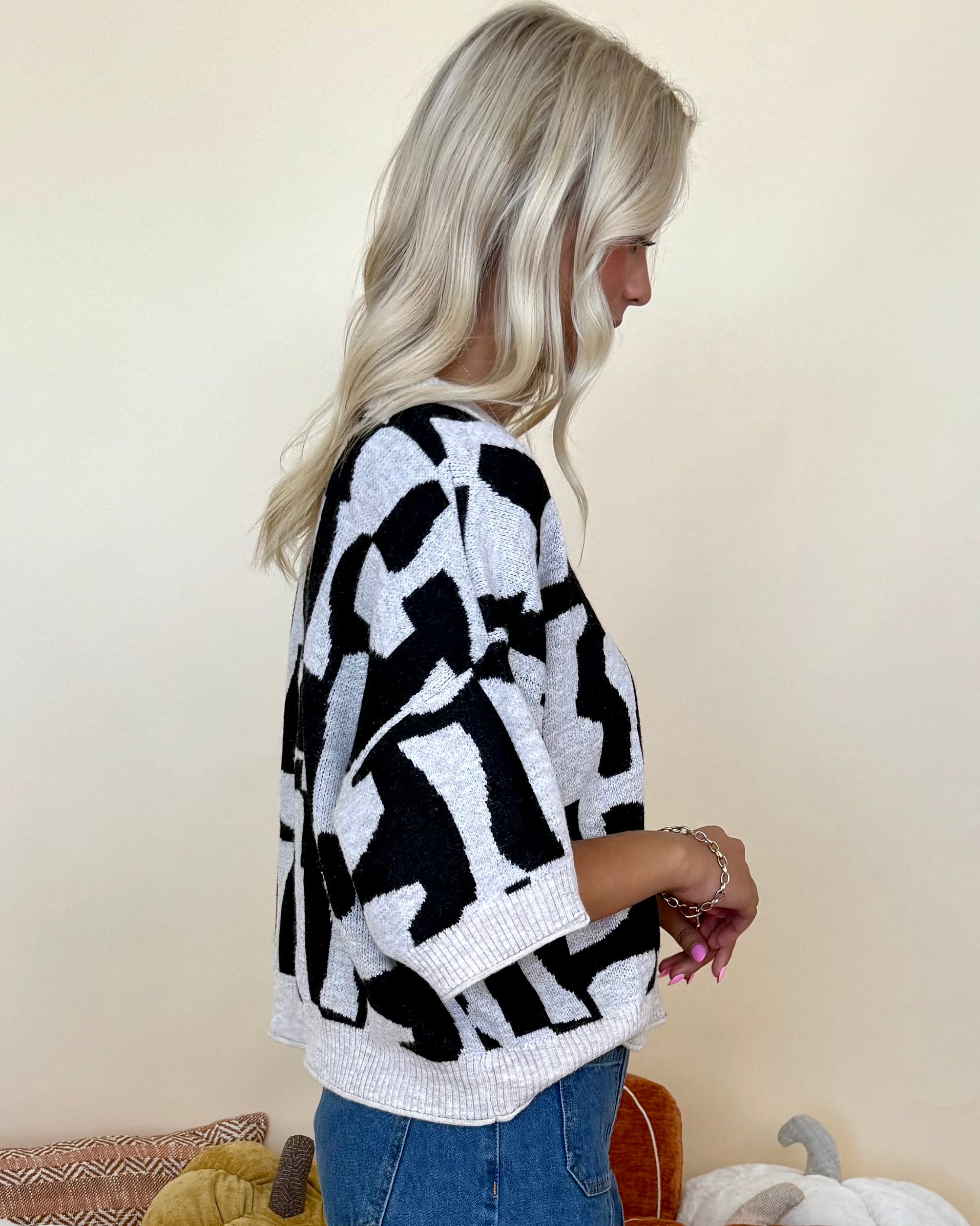 Late Nights Black Geometric Sweater-Shop-Womens-Boutique-Clothing