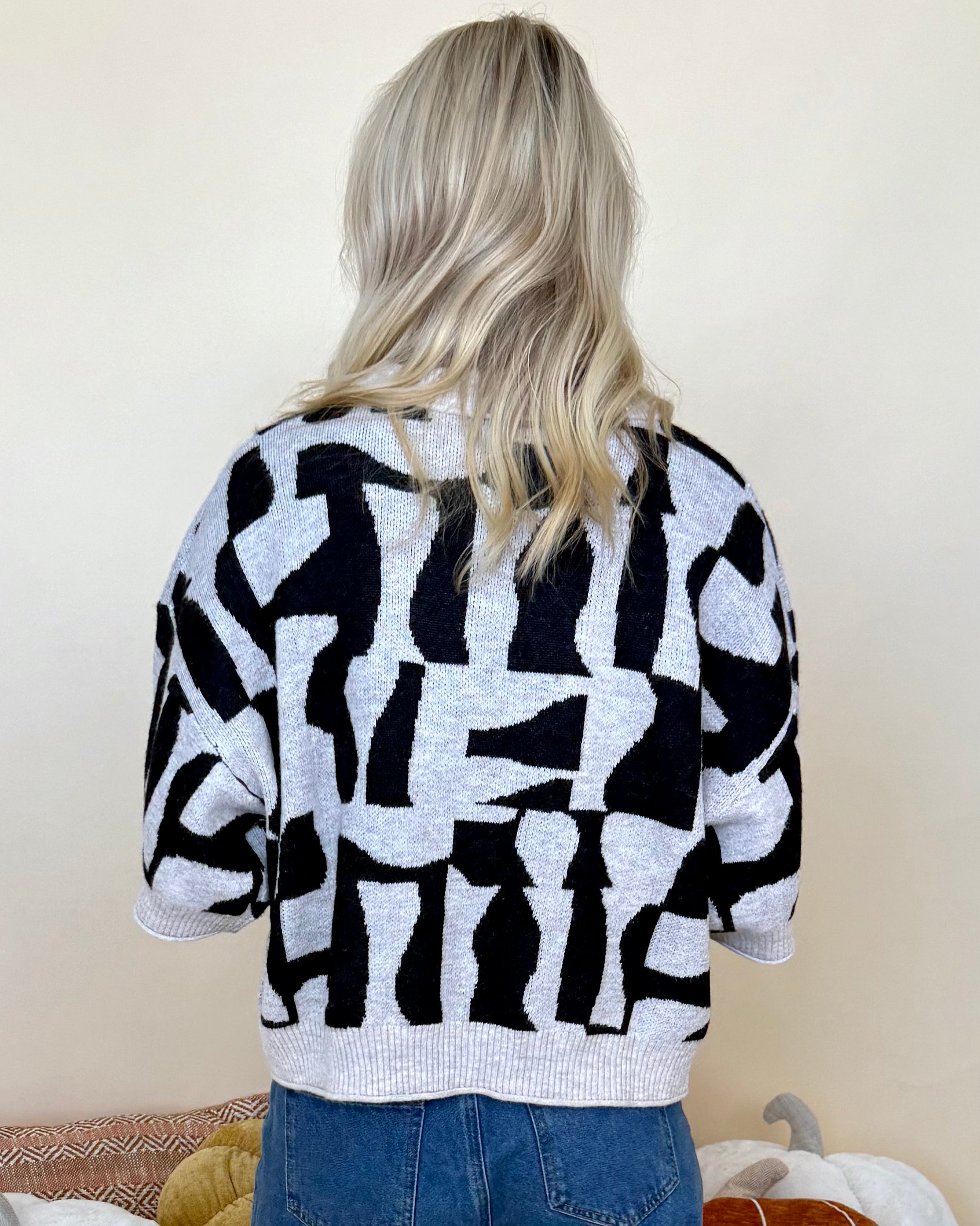 Late Nights Black Geometric Sweater-Shop-Womens-Boutique-Clothing