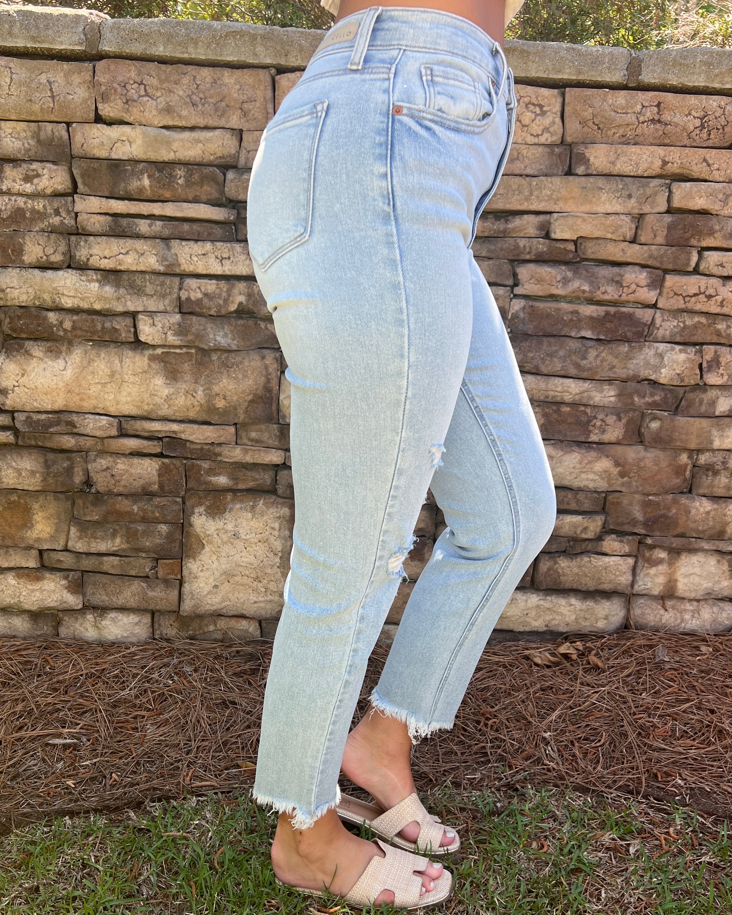 Better Places Light Denim High Rise Distressed Mom Jeans-Shop-Womens-Boutique-Clothing