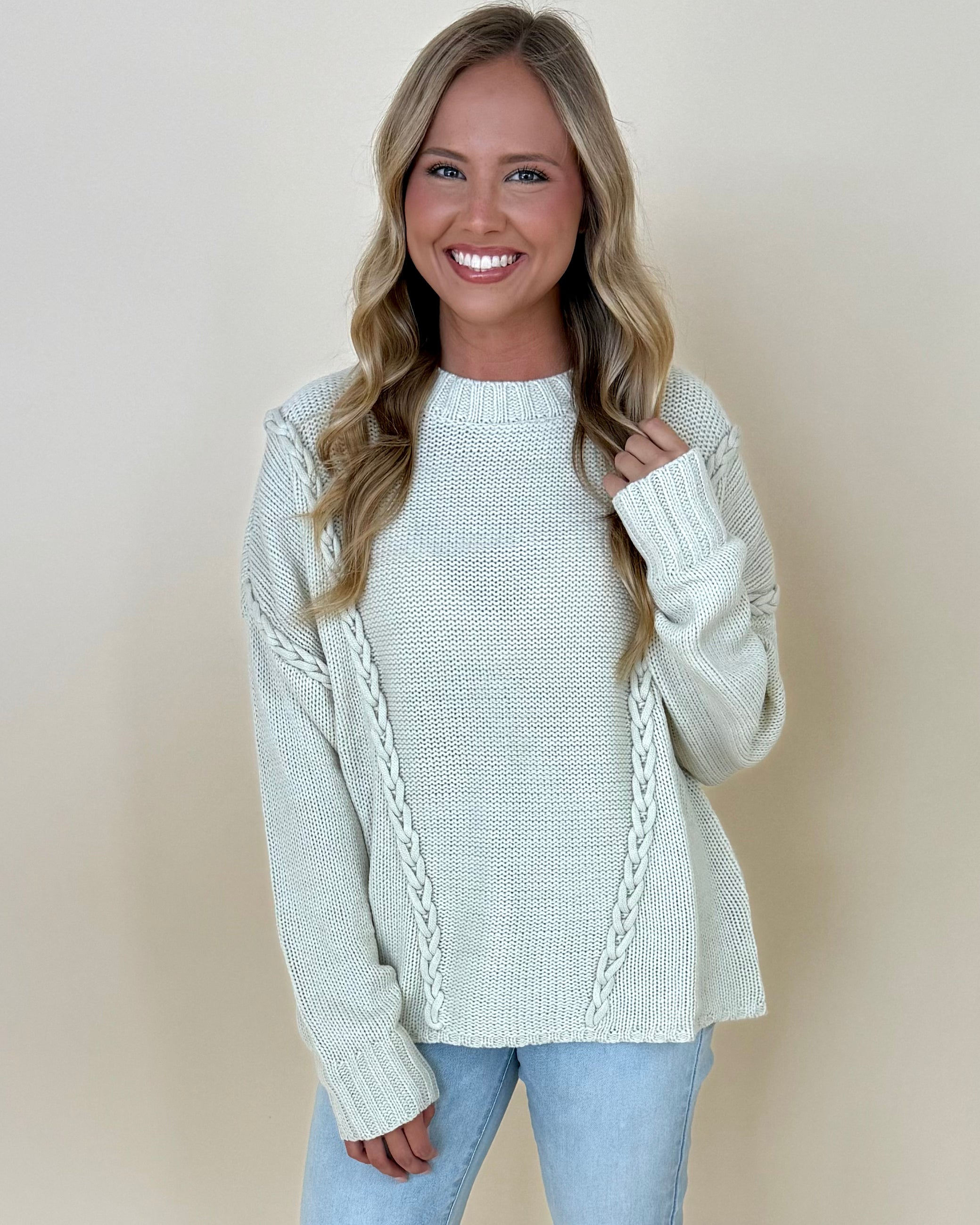 Just Try Oatmeal Braid Sweater-Shop-Womens-Boutique-Clothing