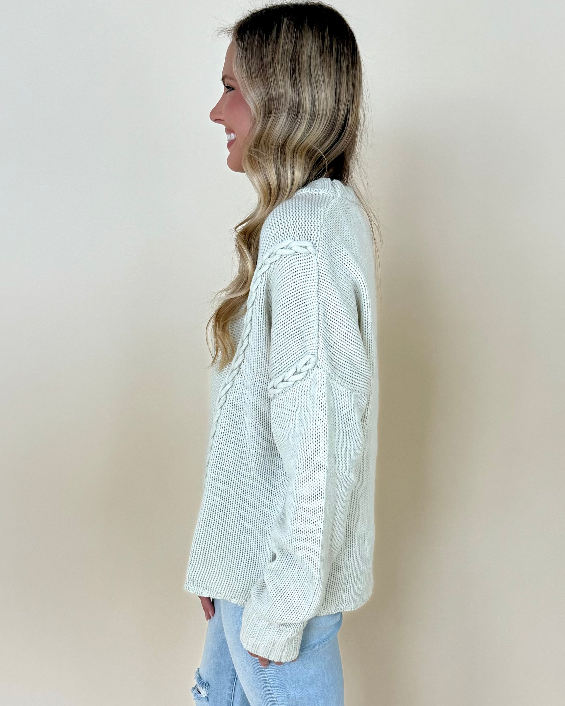 Just Try Oatmeal Braid Sweater-Shop-Womens-Boutique-Clothing