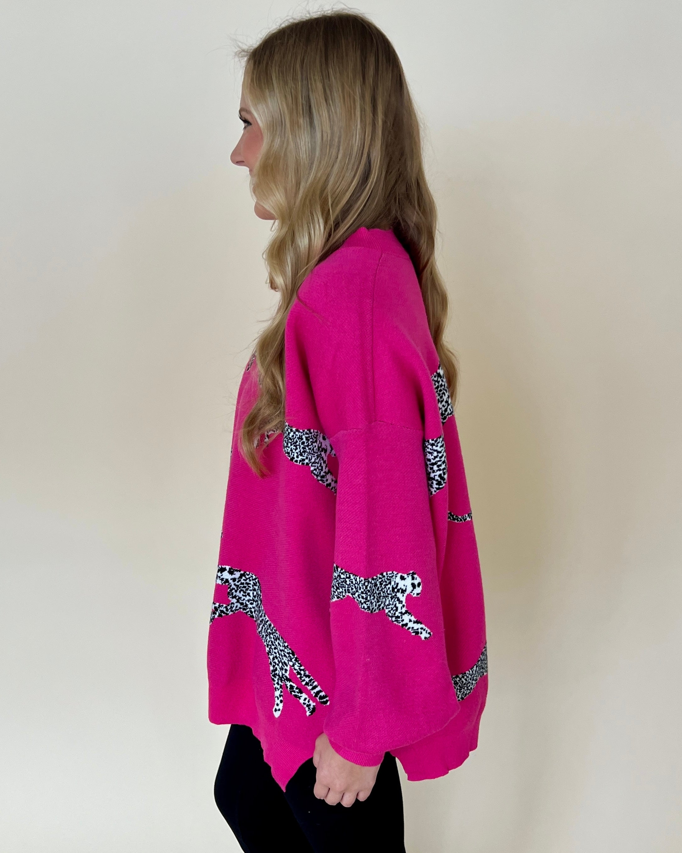 All The Hits Hot Pink Leopard Sweater-Shop-Womens-Boutique-Clothing