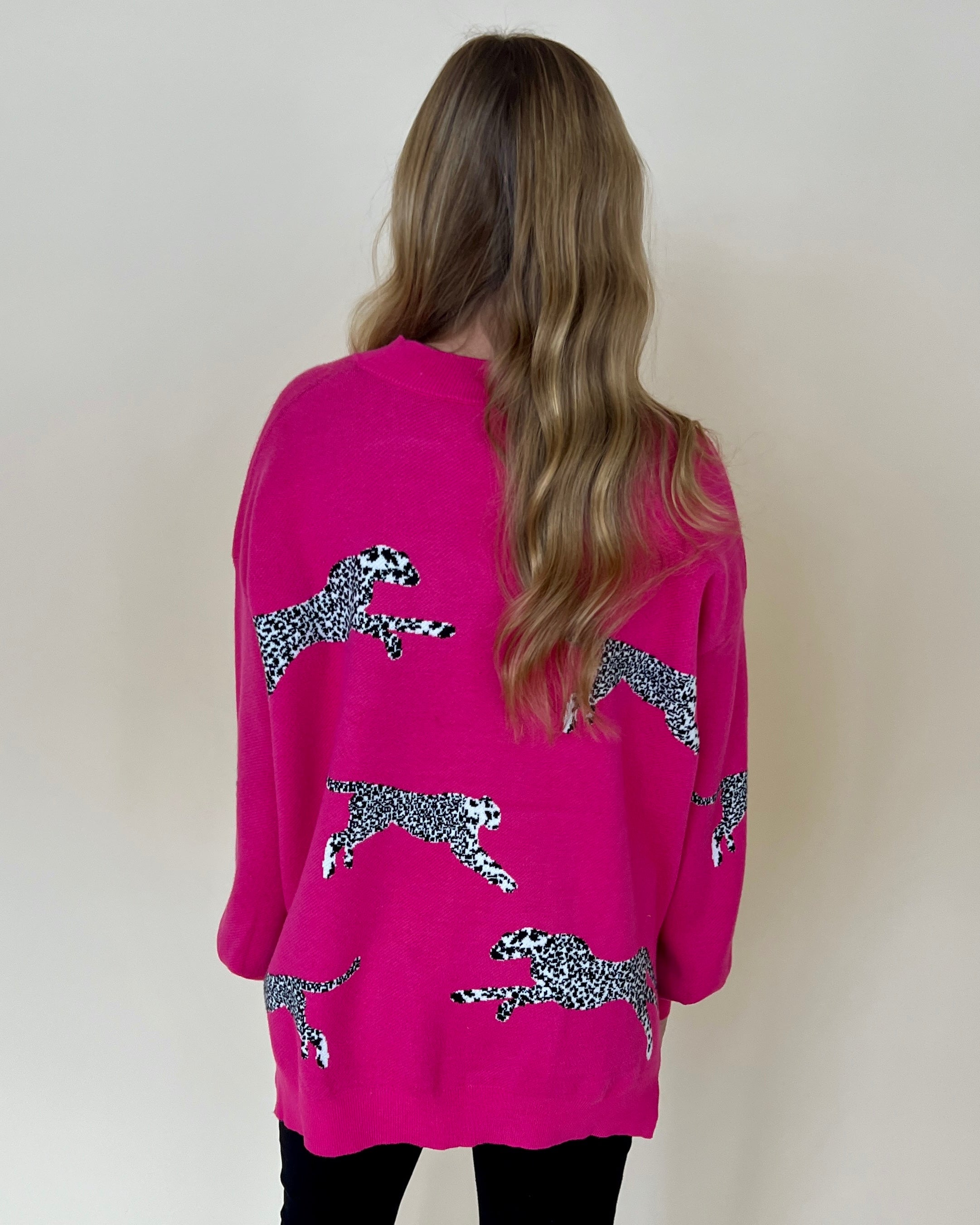 All The Hits Hot Pink Leopard Sweater