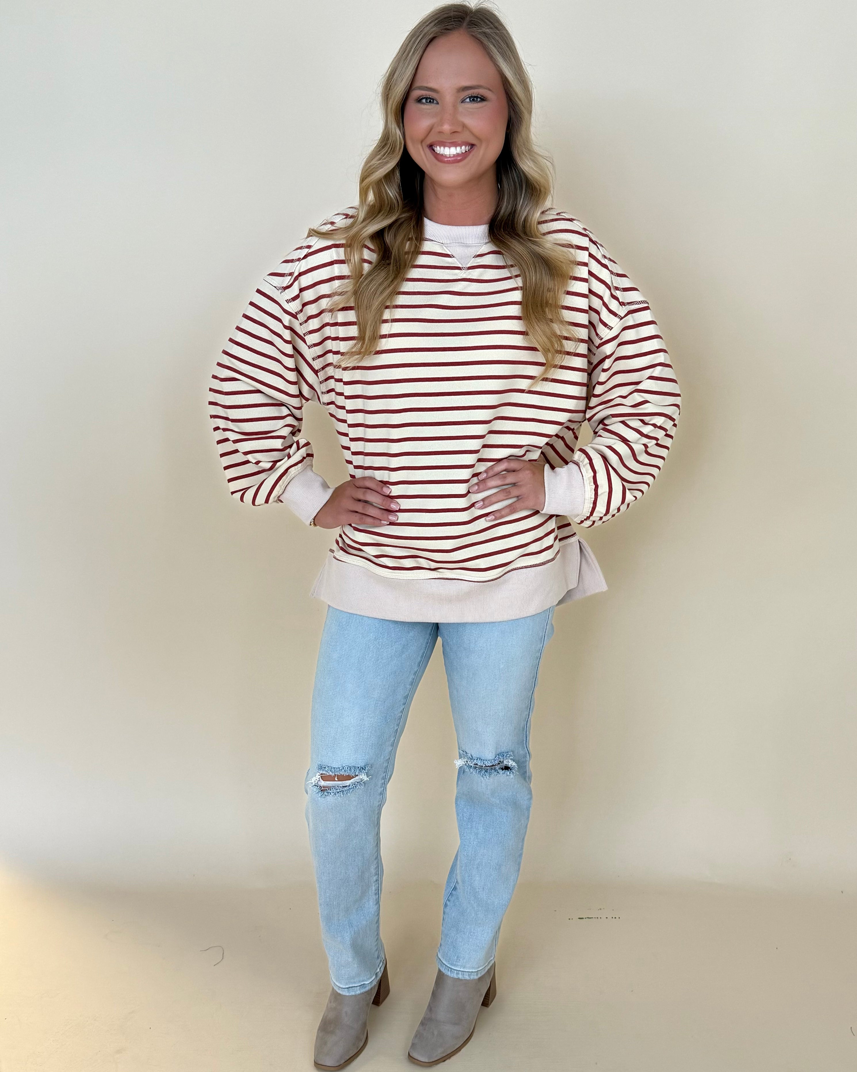 The Call Brick/Beige Stripe Top-Shop-Womens-Boutique-Clothing