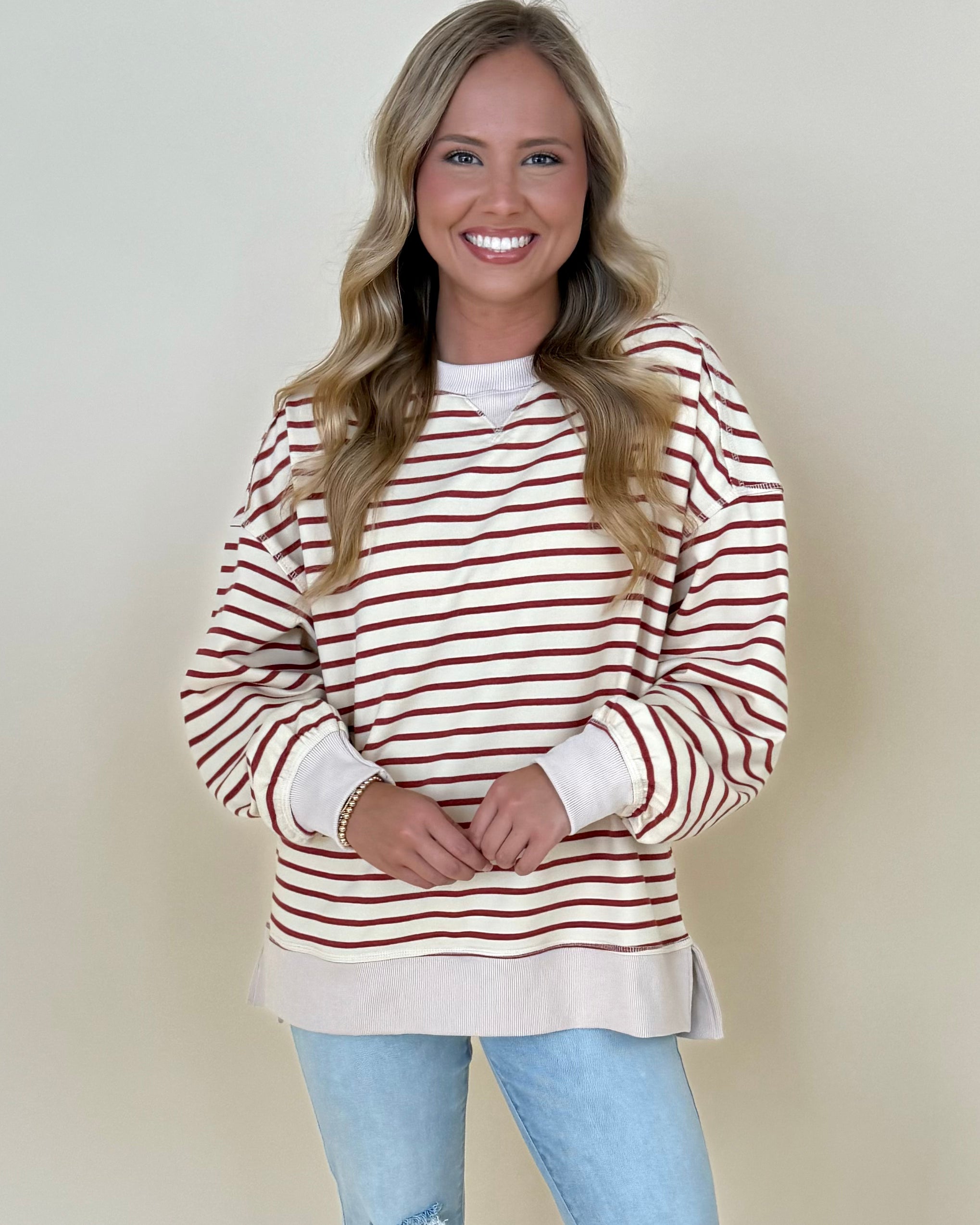 The Call Brick/Beige Stripe Top-Shop-Womens-Boutique-Clothing