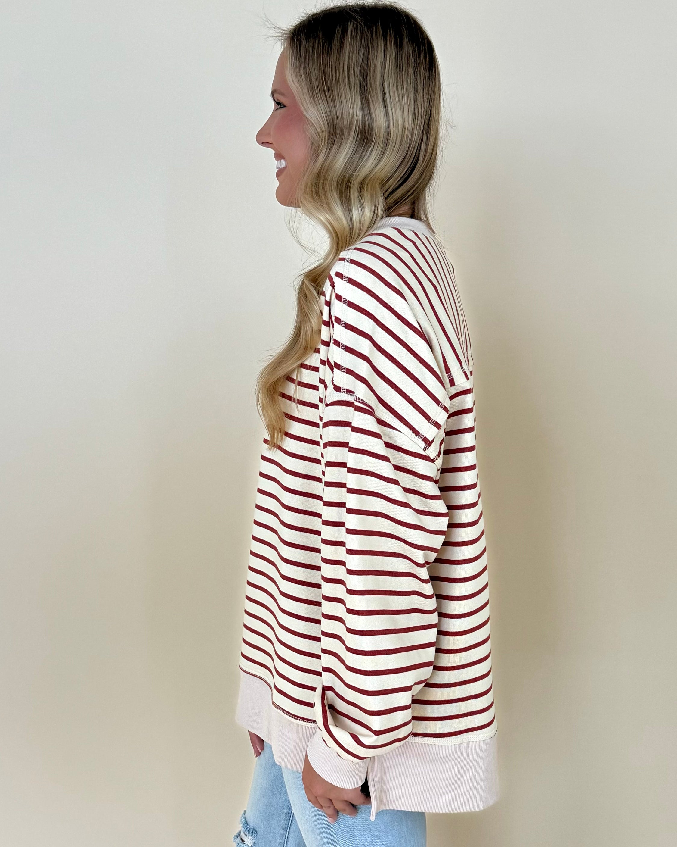 The Call Brick/Beige Stripe Top-Shop-Womens-Boutique-Clothing