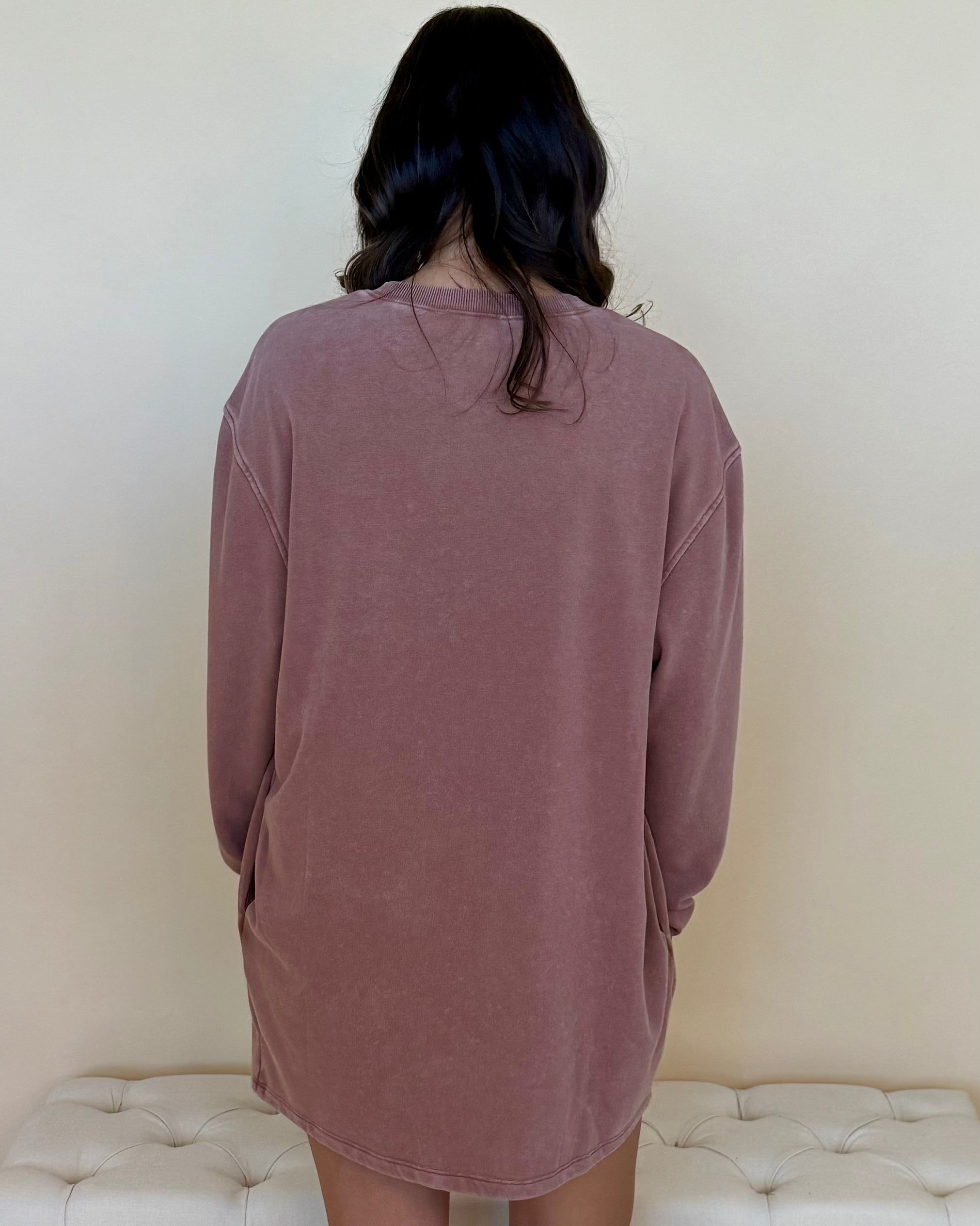Line Up Chestnut Washed Sweatshirt Dress-Shop-Womens-Boutique-Clothing