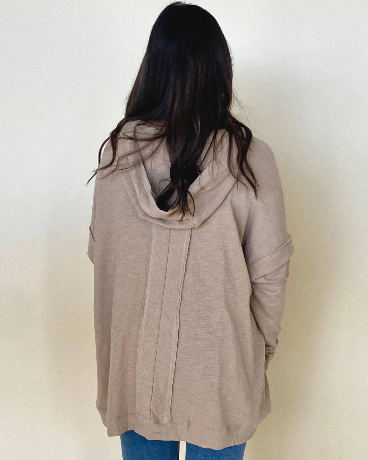 Losing Time Khaki Textured Hoodie Top-Shop-Womens-Boutique-Clothing