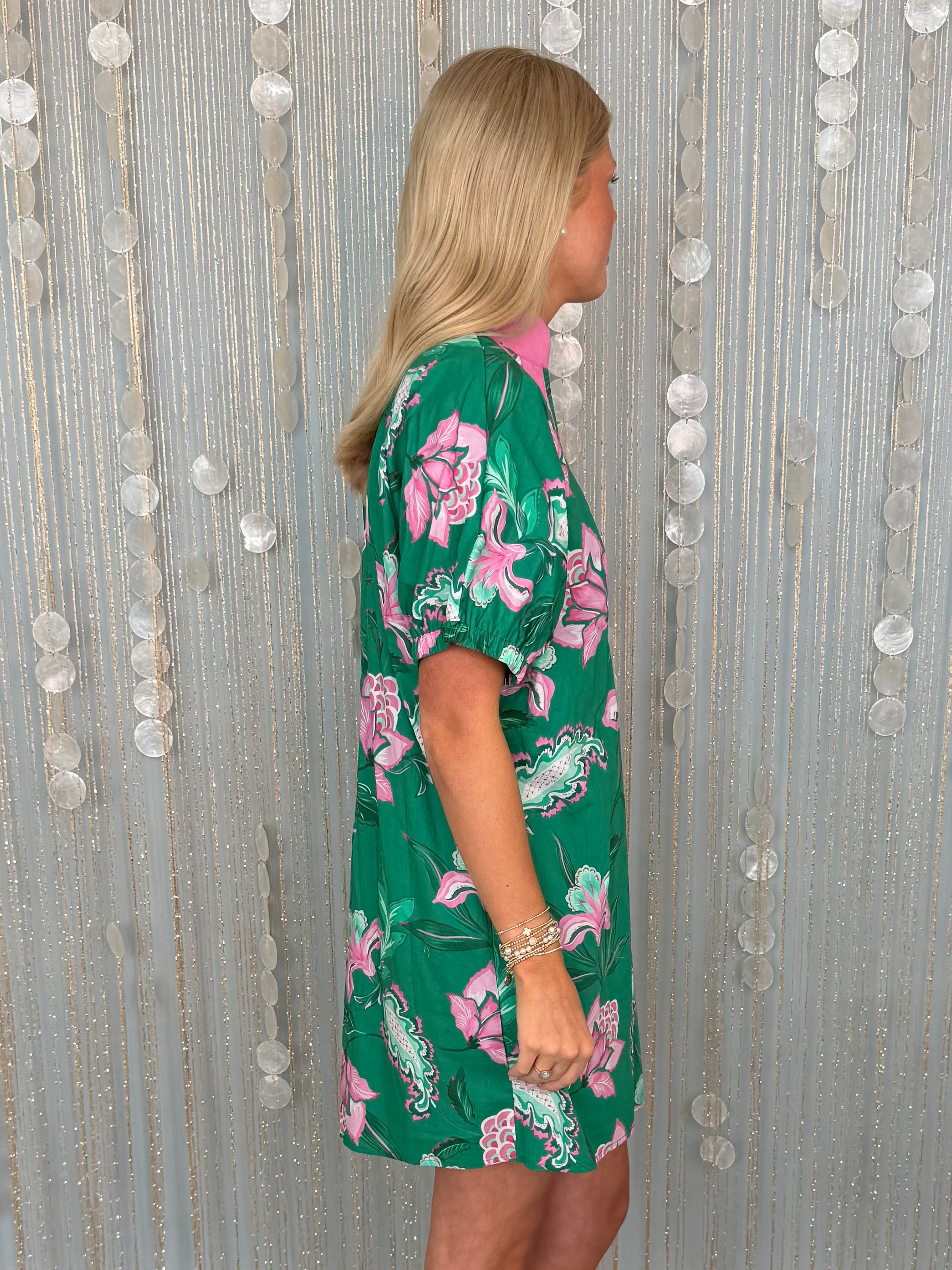 Refined Bloom Green Floral Dress-Shop-Womens-Boutique-Clothing