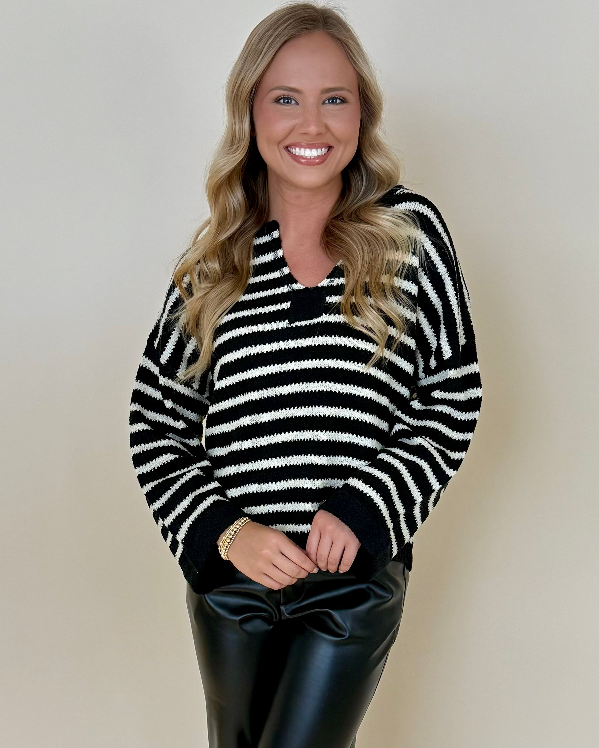 Time Around Black Stripe Sweater-Shop-Womens-Boutique-Clothing