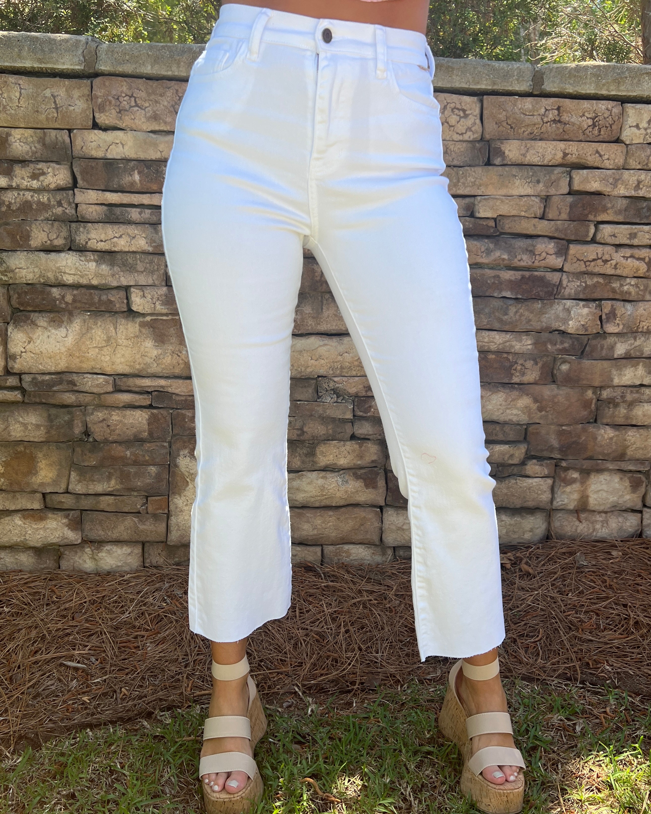 Run On Dreams White High Rise Crop Flares-Shop-Womens-Boutique-Clothing