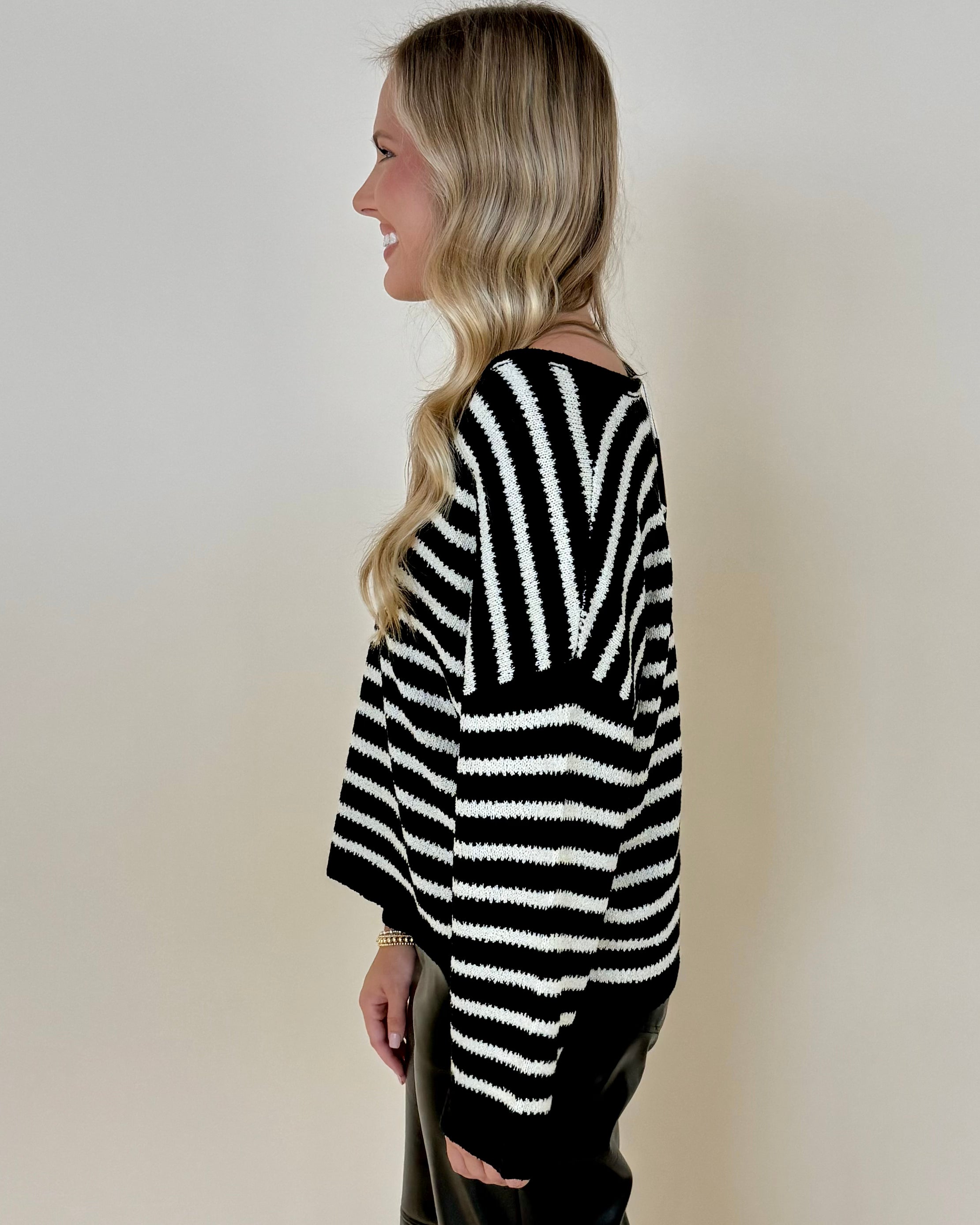 Time Around Black Stripe Sweater-Shop-Womens-Boutique-Clothing