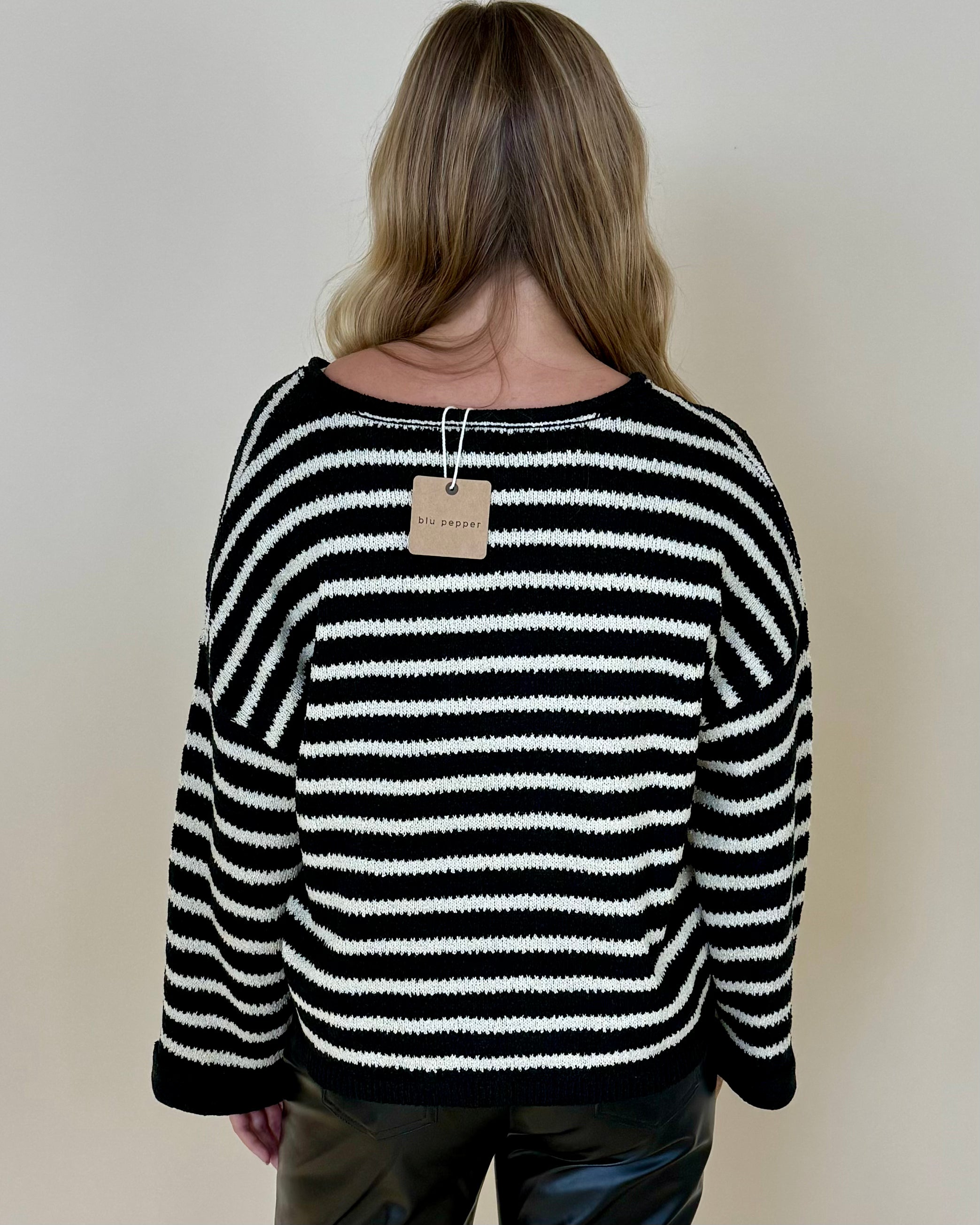 Time Around Black Stripe Sweater-Shop-Womens-Boutique-Clothing