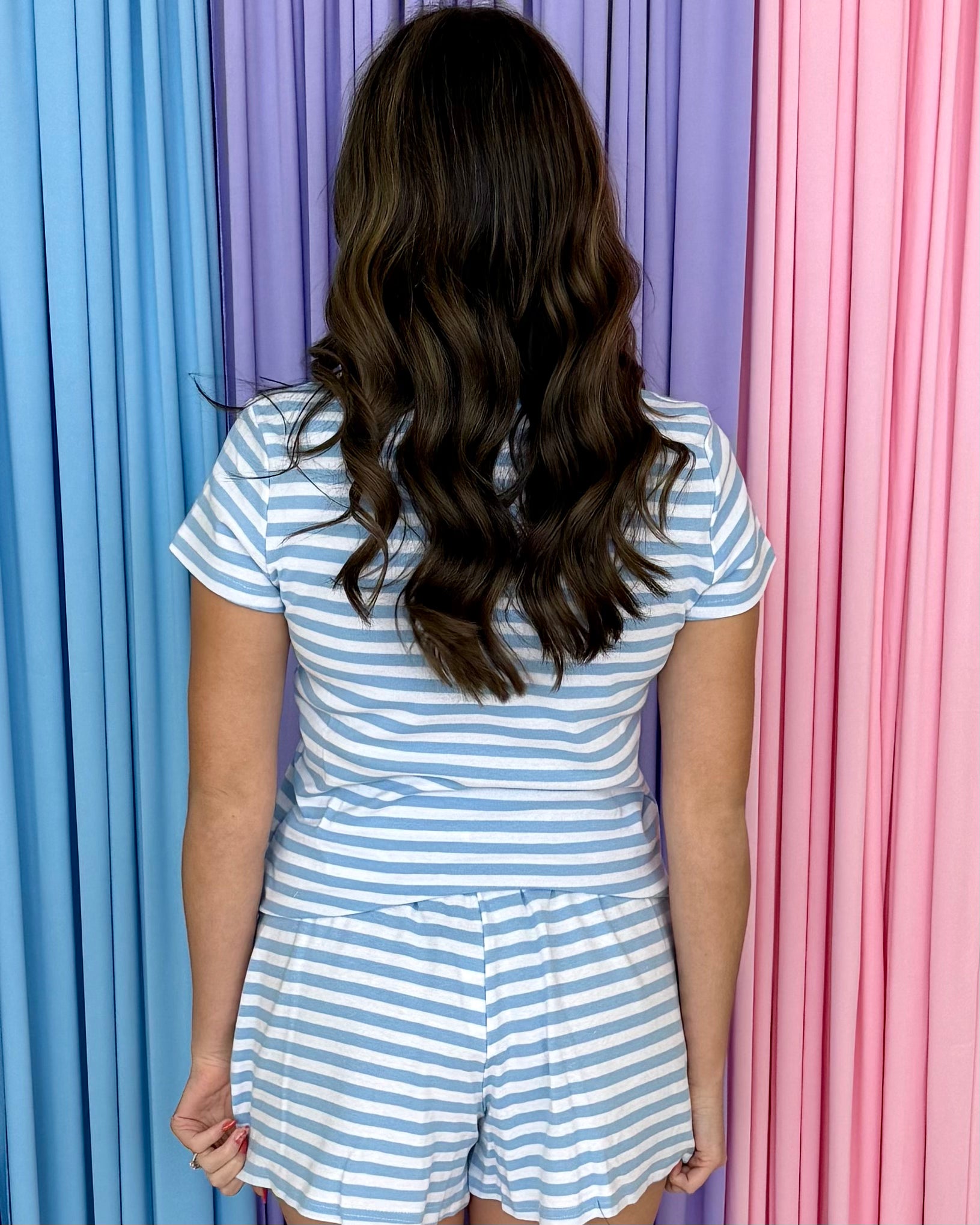 LULU MAC Light Blue Stripe Baby Doll Top-Shop-Womens-Boutique-Clothing